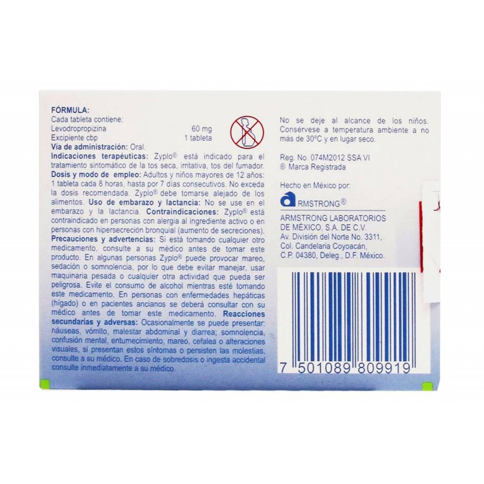 Zyplo 60 mg Caja Con 20 Tabletas 