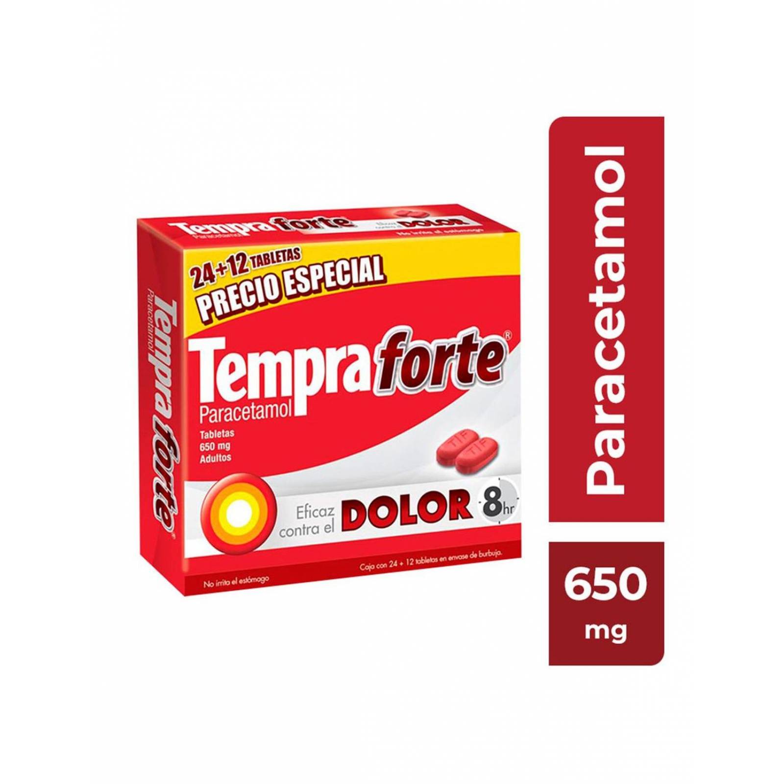 Tempra Forte 650 mg Caja con 24 + 12 Tabletas