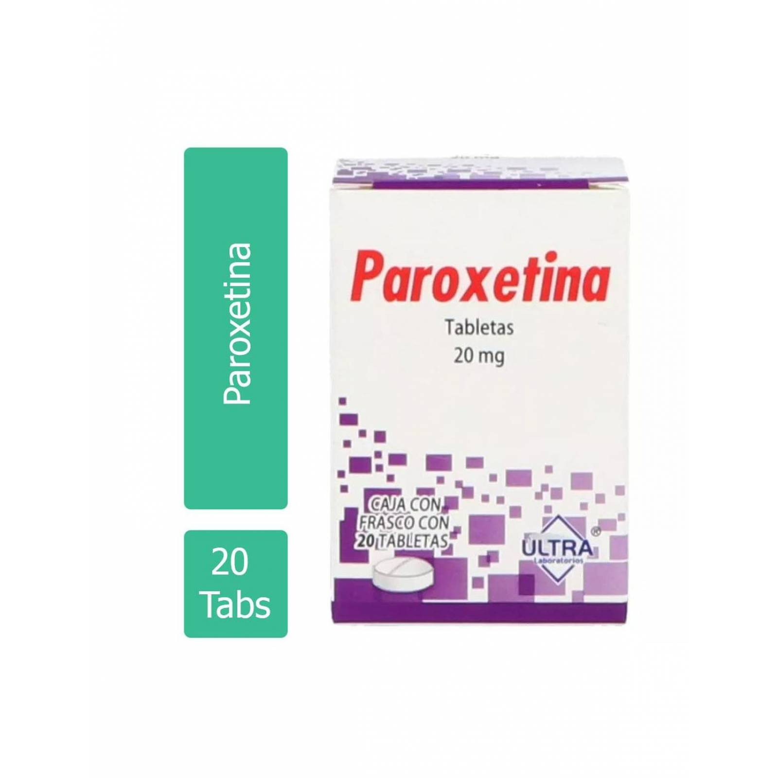 Paroxetina 20 mg. 20 Tabletas 