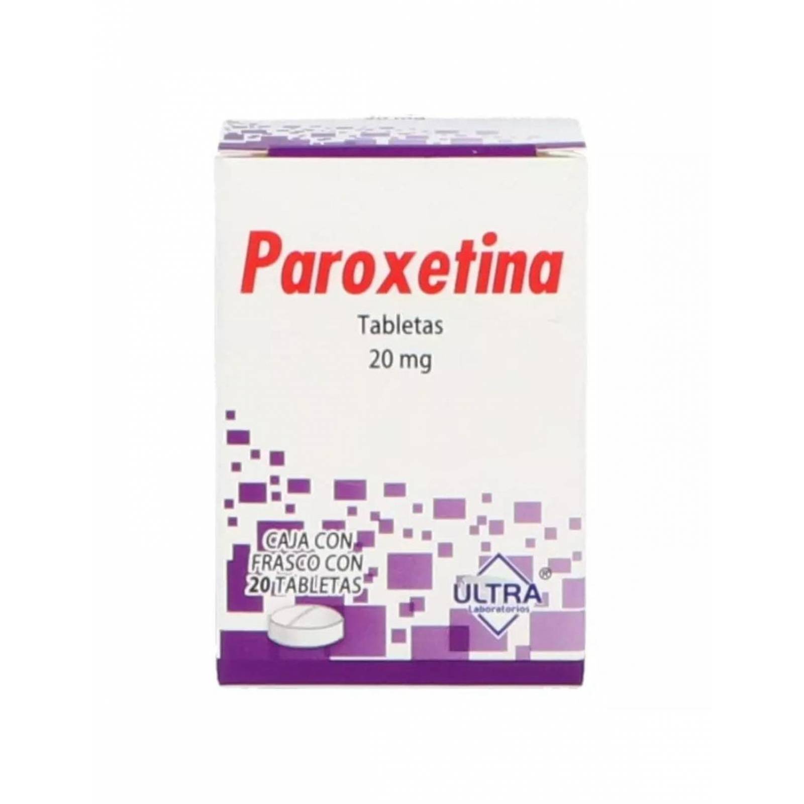 Paroxetina 20 mg. 20 Tabletas 