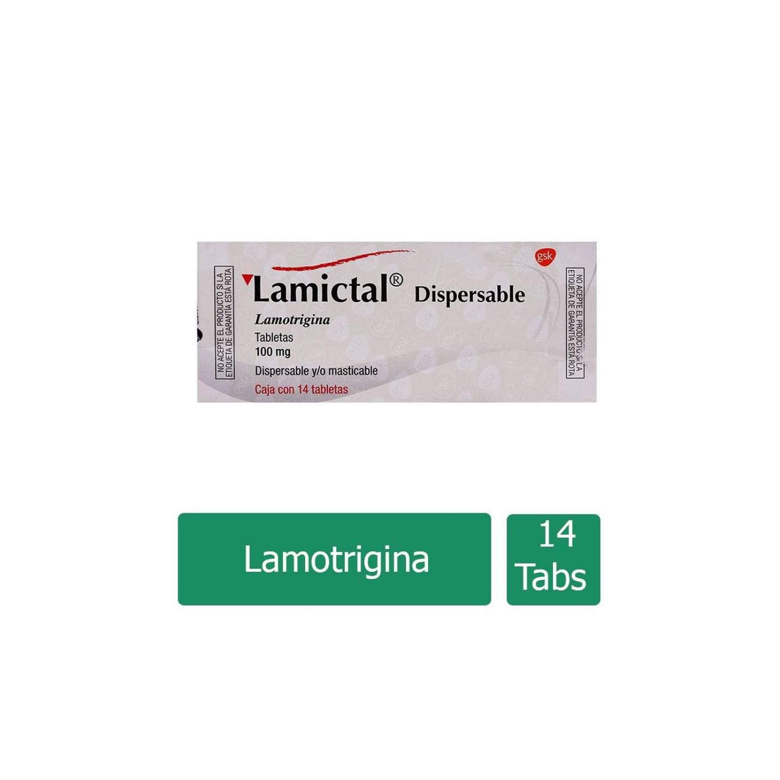 Lamictal Dispersable 100 mg Caja Con 14 Tabletas Sabor Grosella 
