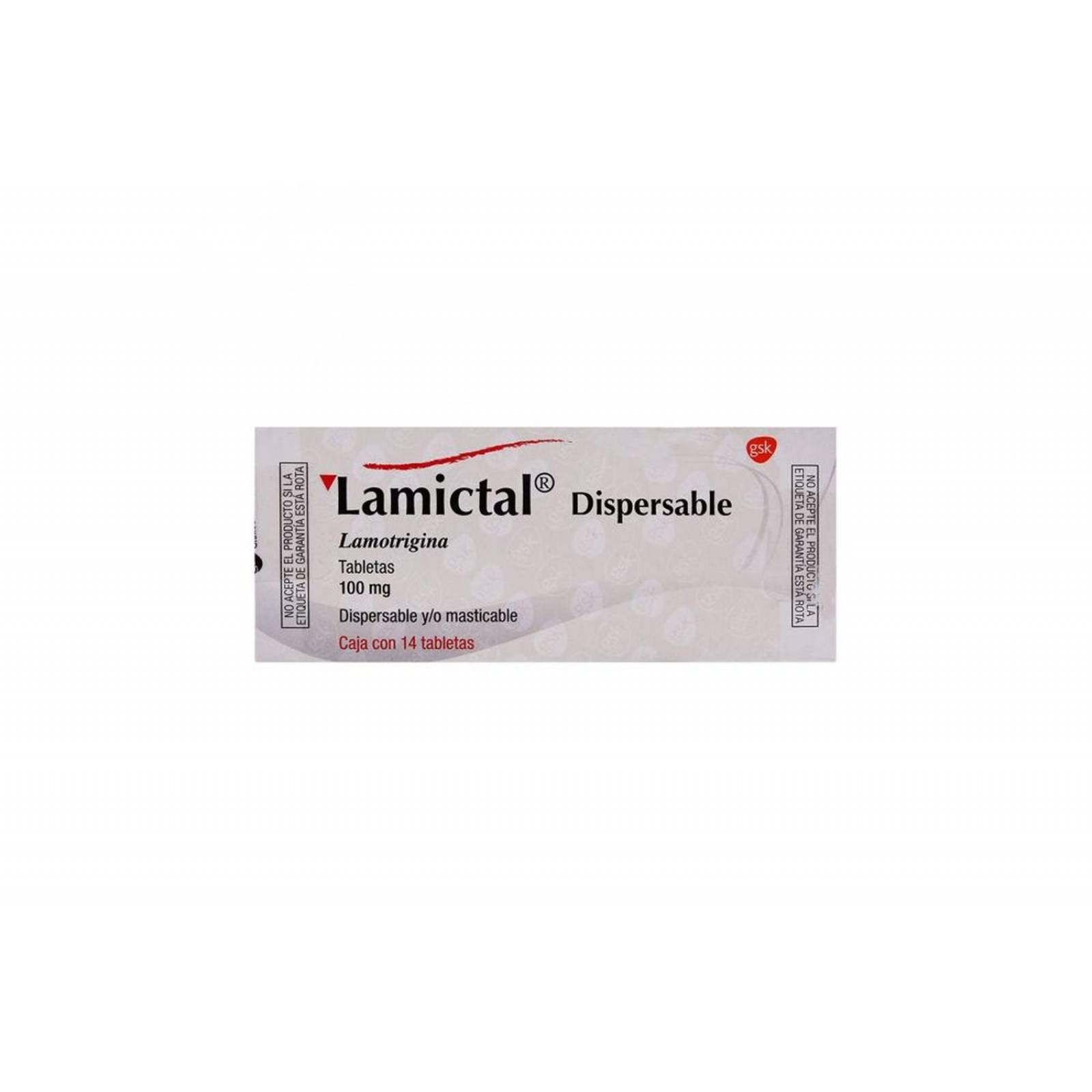 Lamictal Dispersable 100 mg Caja Con 14 Tabletas Sabor Grosella 