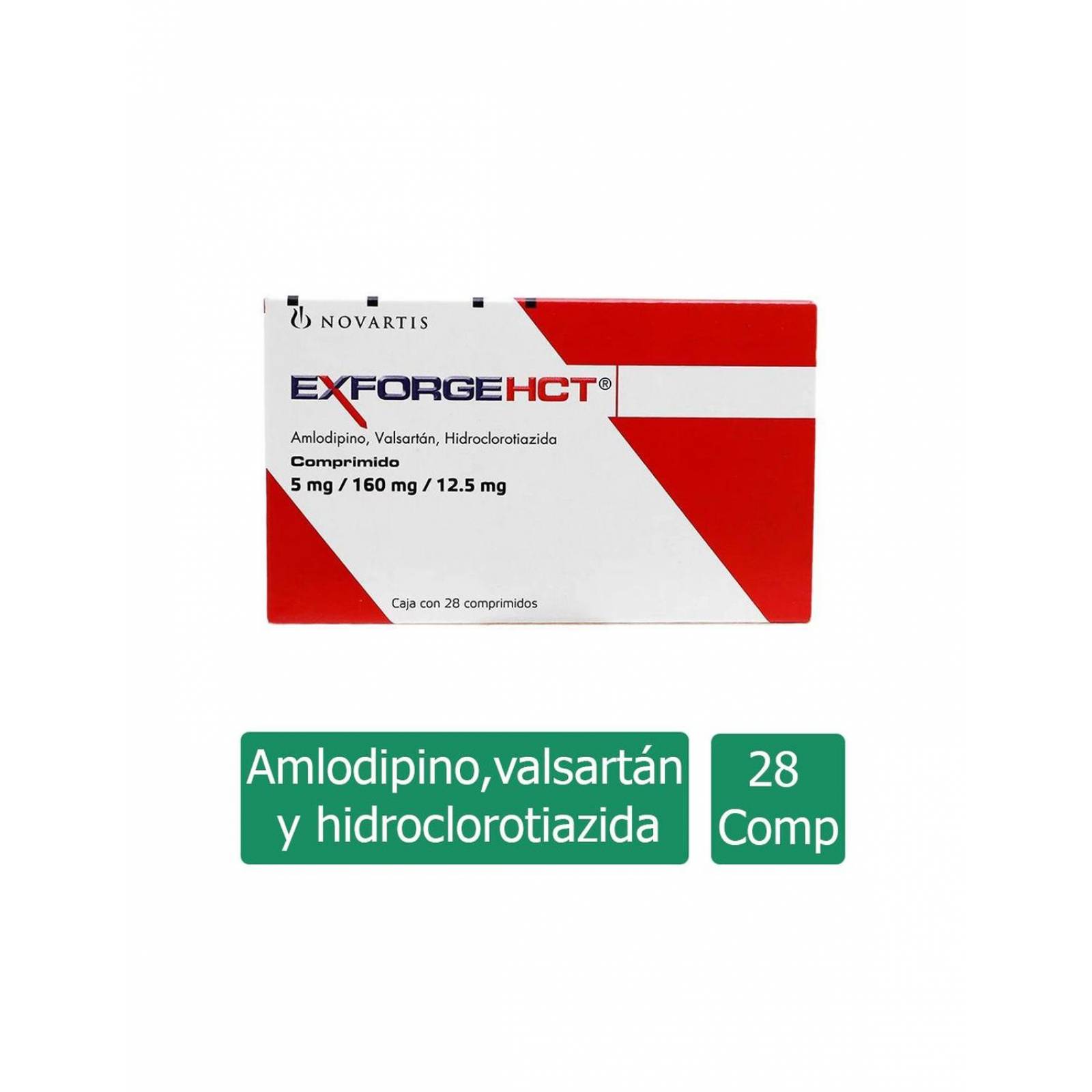 Exforge HCT 5mg / 160mg / 12.5mg Caja Con 28 Comprimidos 