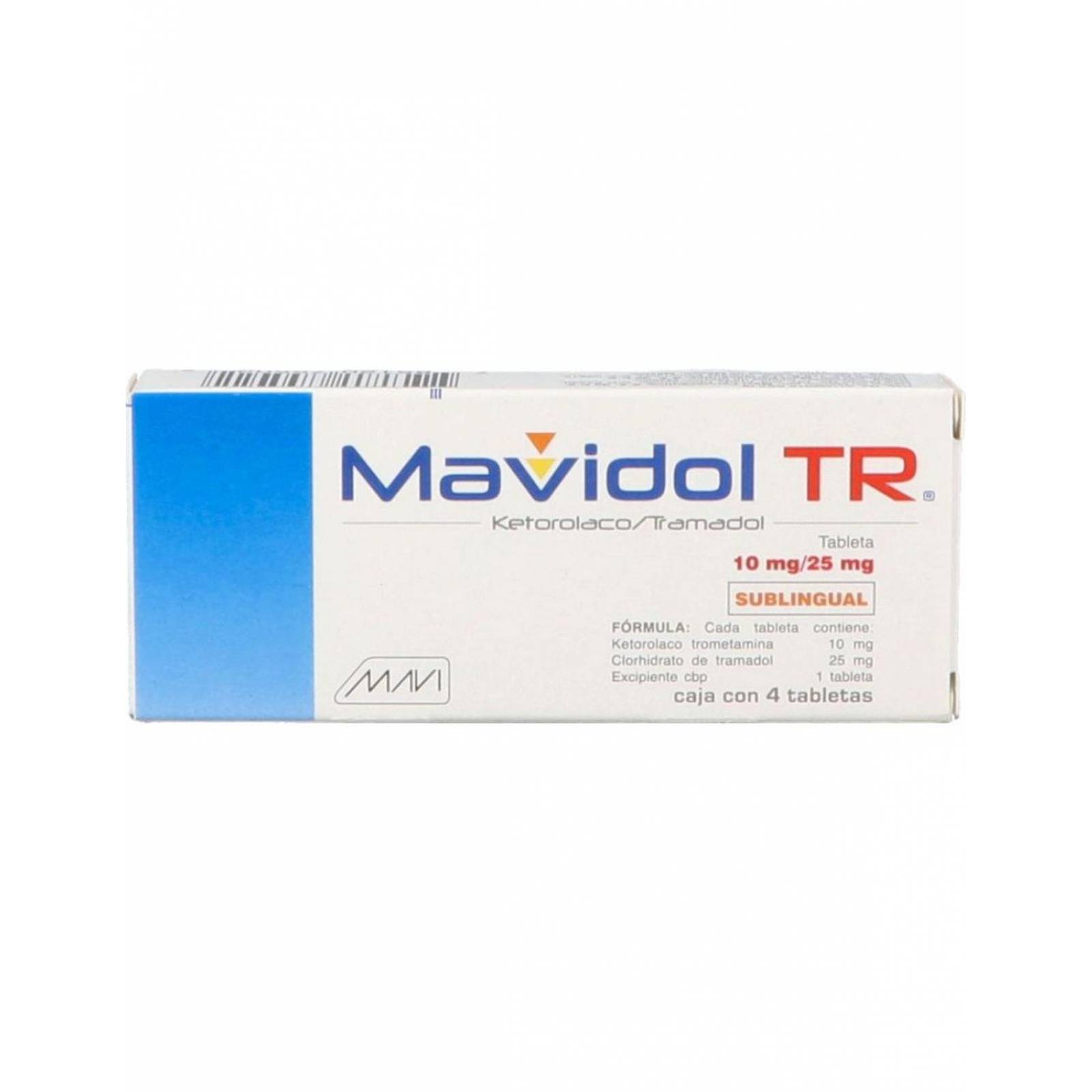 Mavidol TR Sublingual 10 mg/25 mg 4 Tabletas 