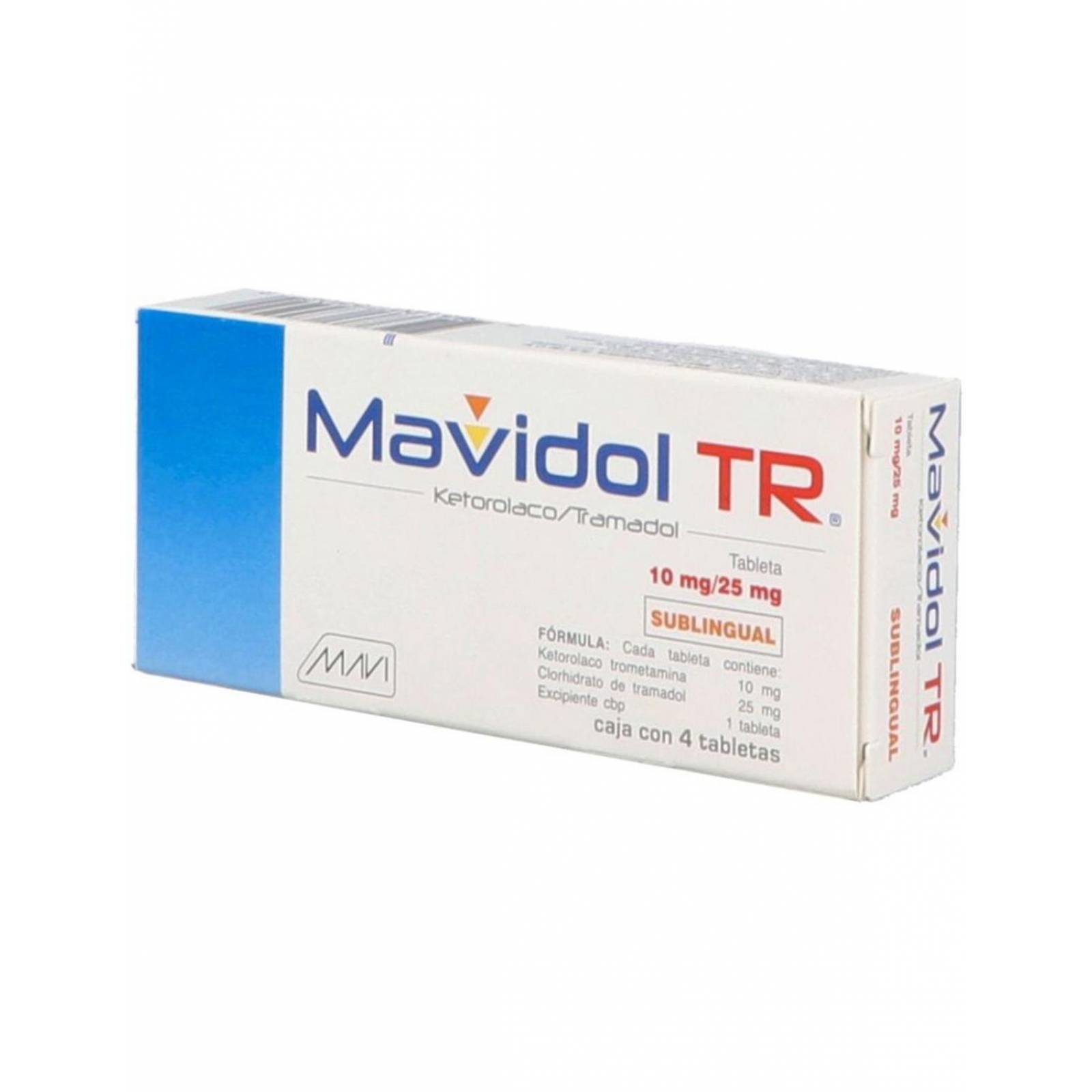 Mavidol TR Sublingual 10 mg/25 mg 4 Tabletas 