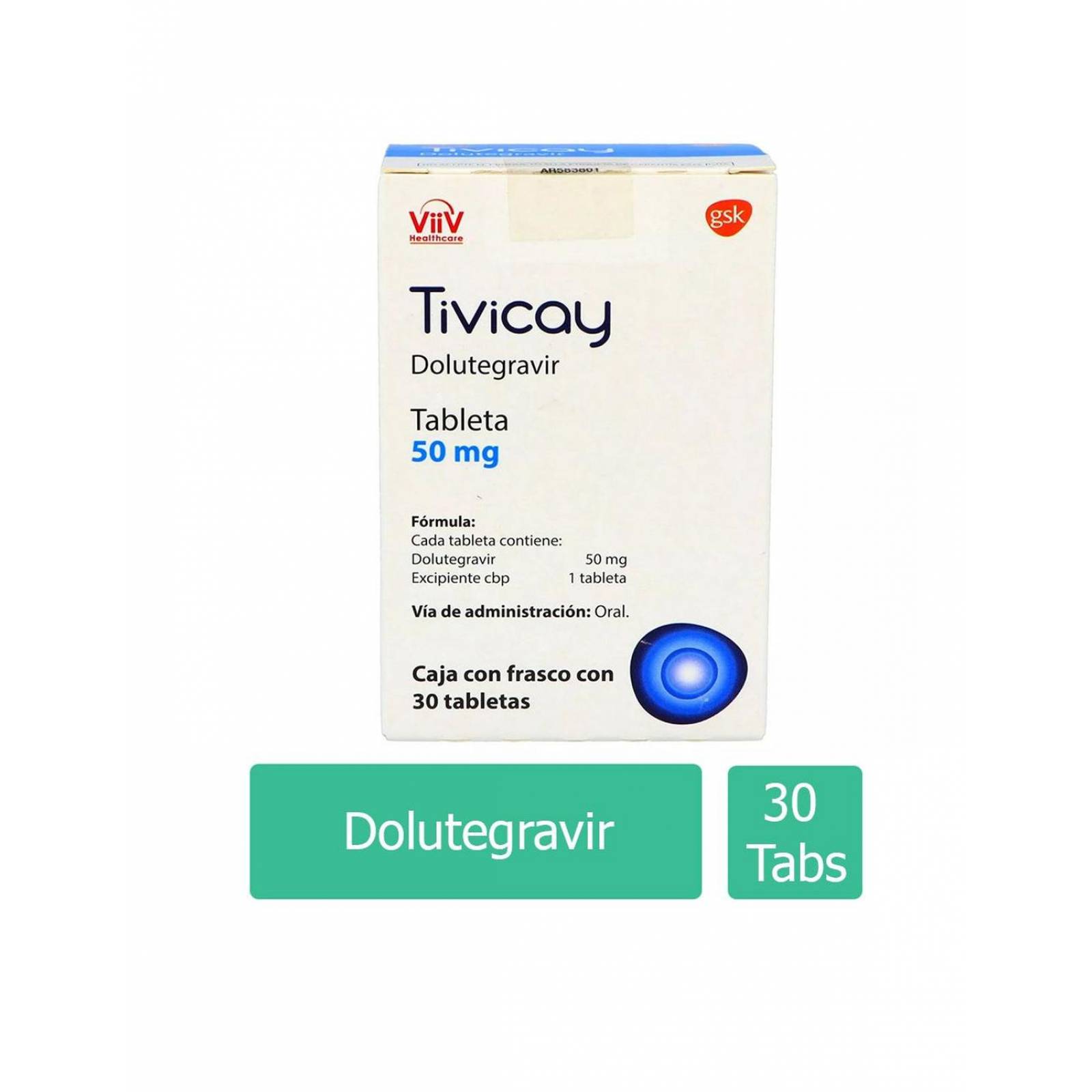 Tivicay 50 mg Caja Con Frasco Con 30 Tabletas 