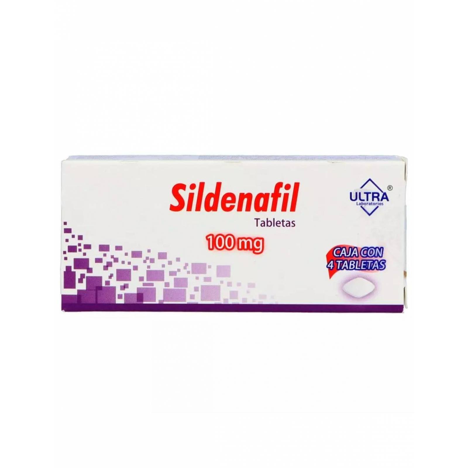 Sildenafil 100 mg Caja Con 4 tabletas 
