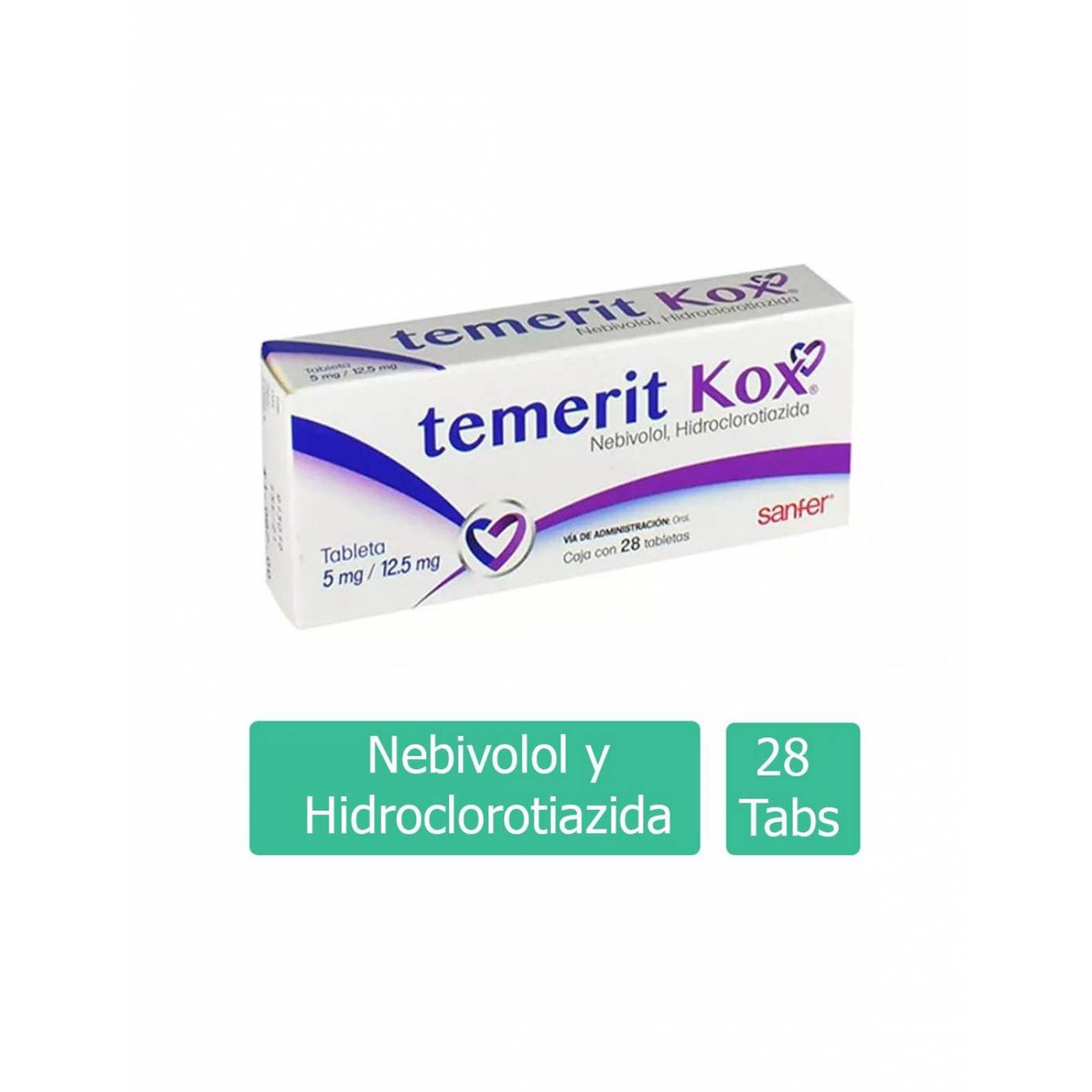Temerit Kox 5 mg/12.5 mg Caja Con 28 Tabletas 