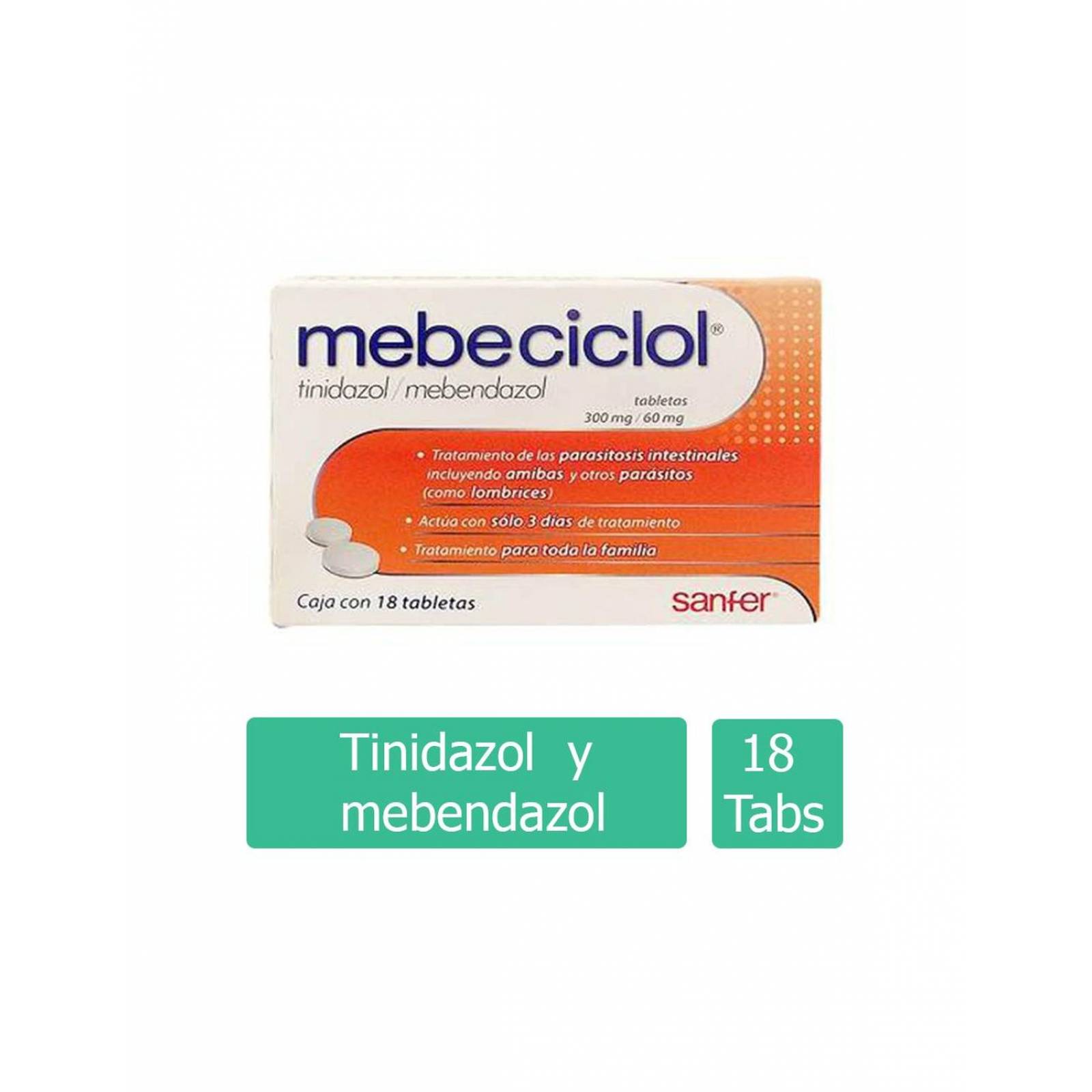 Mebeciclol 300mg/60mg Caja Con 18 Tabletas 