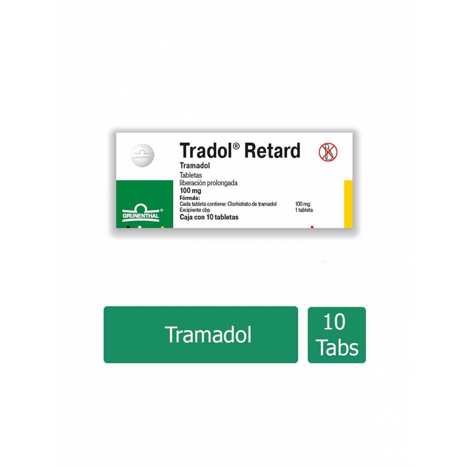 Tradol Retard 100 mg Caja Con 10 Tabletas 