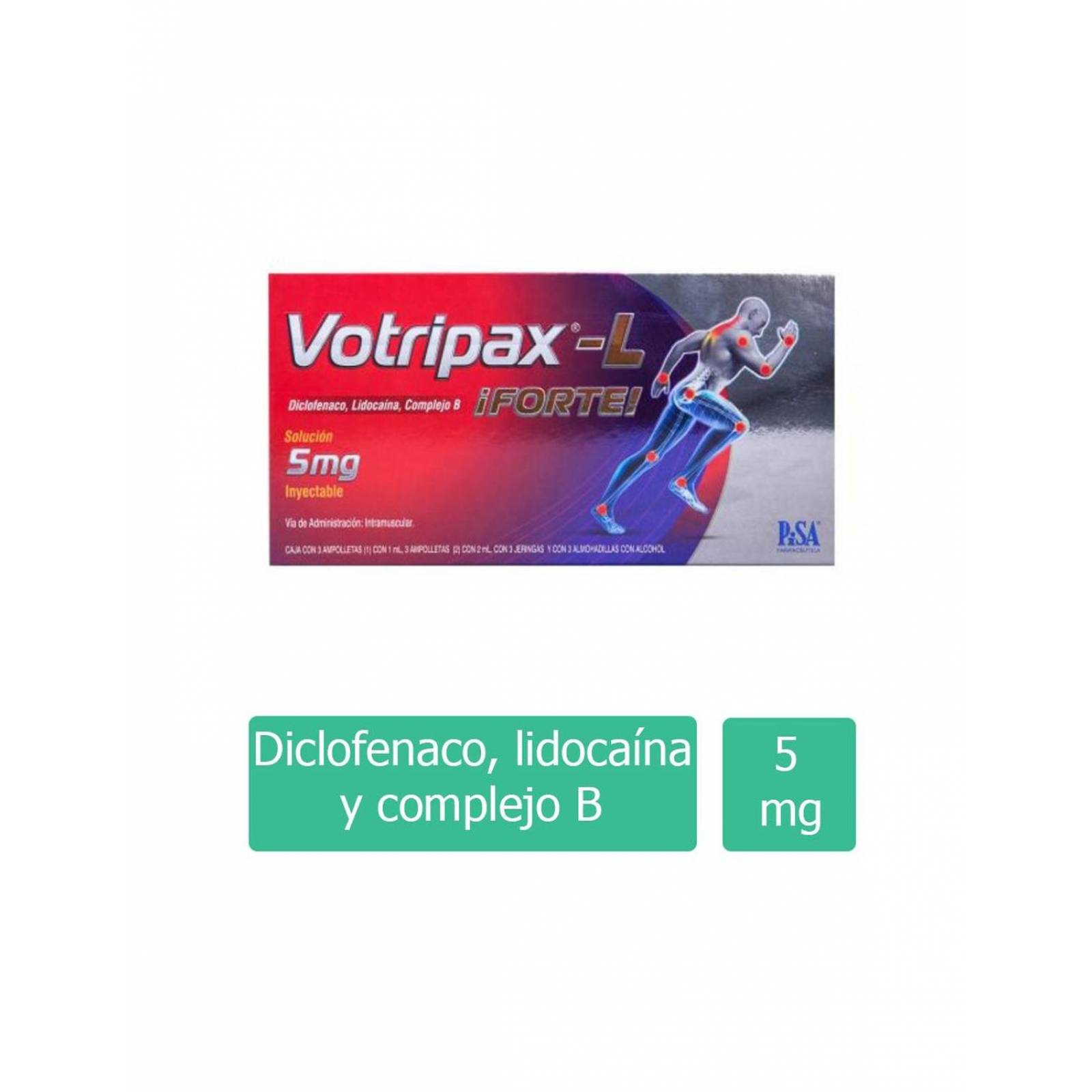 Votripax-L Forte 5 mg Cja Con 3 Ampolletas y 3 Jeringas 