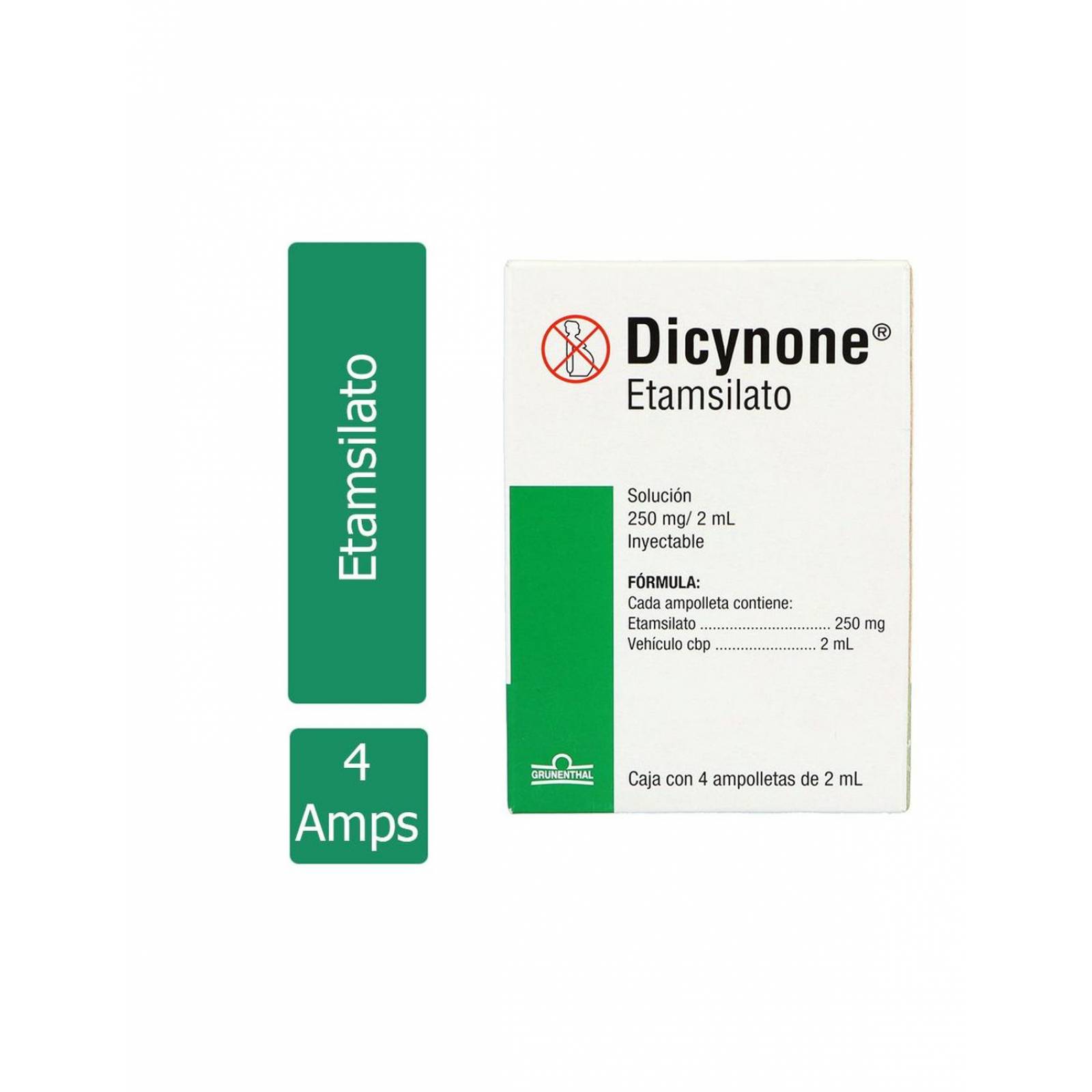 Dicynone 250 mg Caja Con 4 Ampolletas De 2 mL 