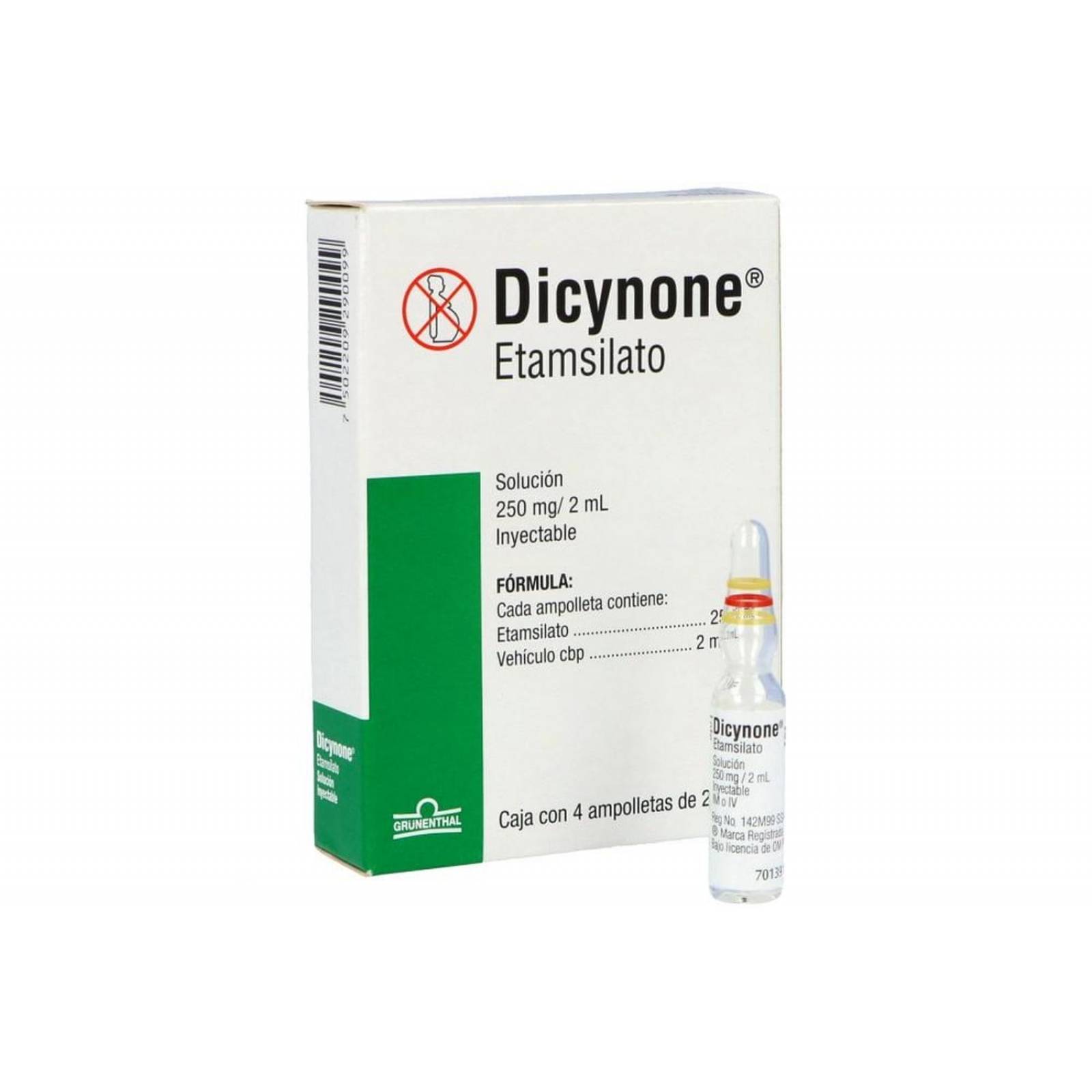 Dicynone 250 mg Caja Con 4 Ampolletas De 2 mL 