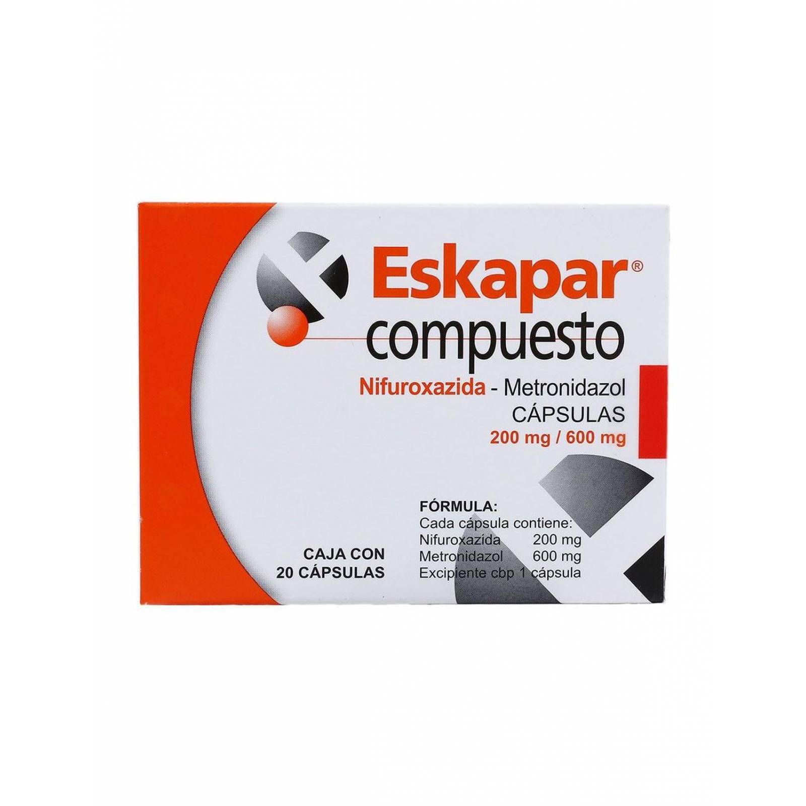 Eskapar Compuesto 200 mg / 600 mg Caja Con 20 Cápsulas 
