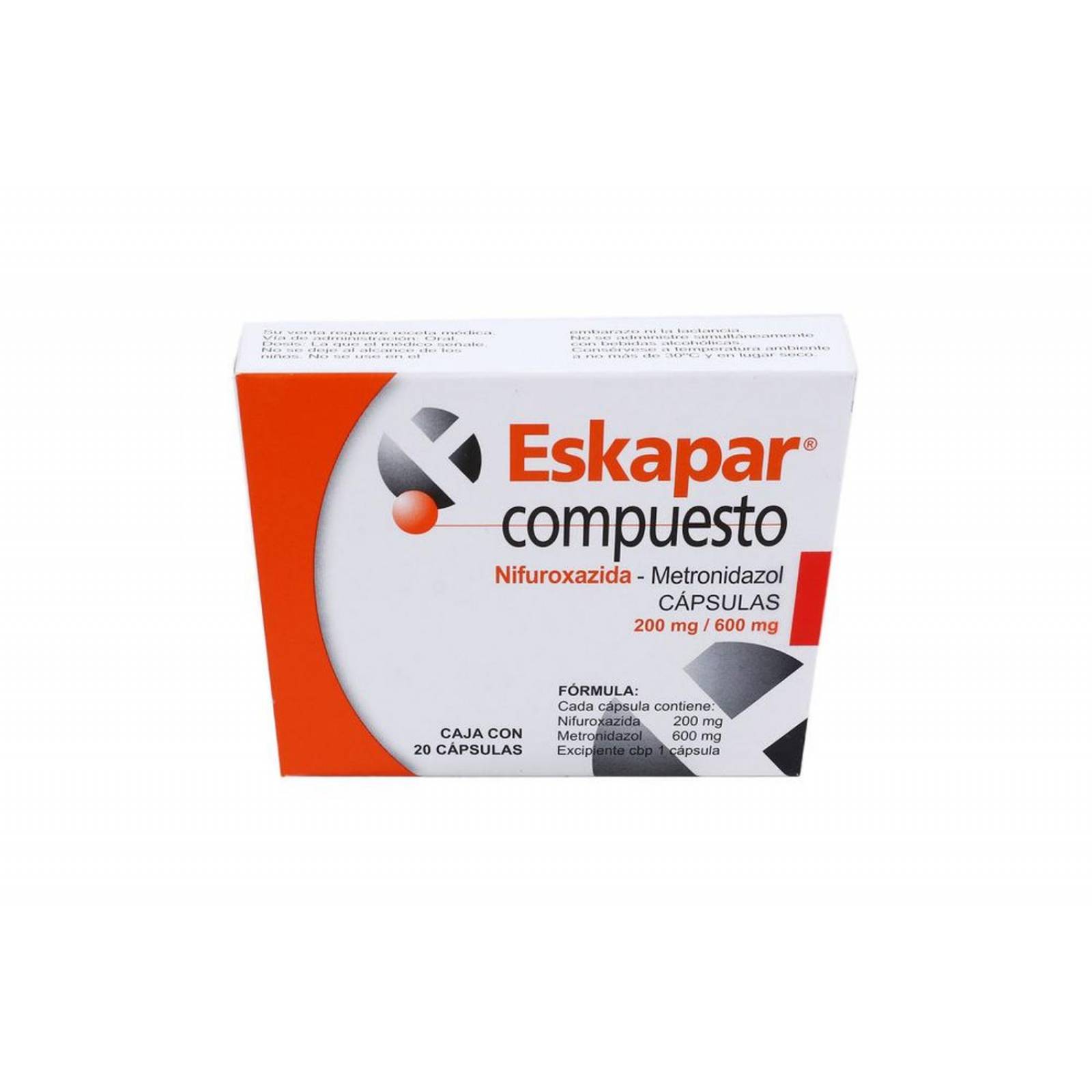 Eskapar Compuesto 200 mg / 600 mg Caja Con 20 Cápsulas 