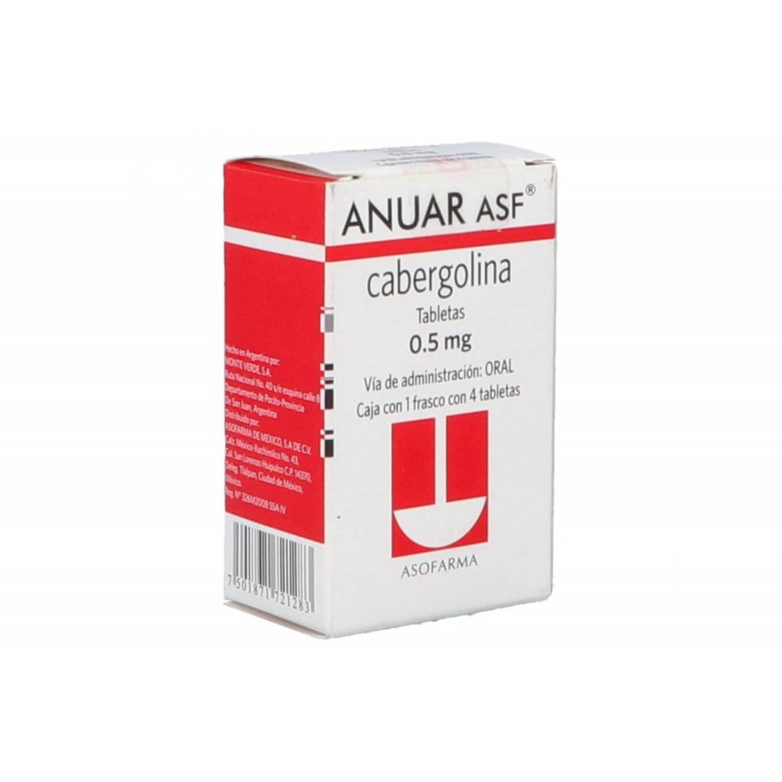 Anuar Asf 0.5 mg Caja con Frasco con 4 Tabletas 