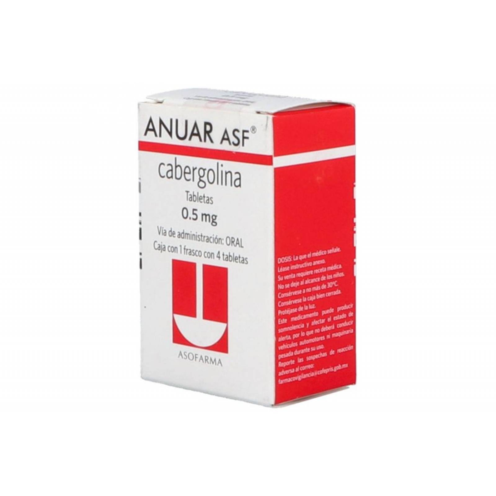 Anuar Asf 0.5 mg Caja con Frasco con 4 Tabletas 