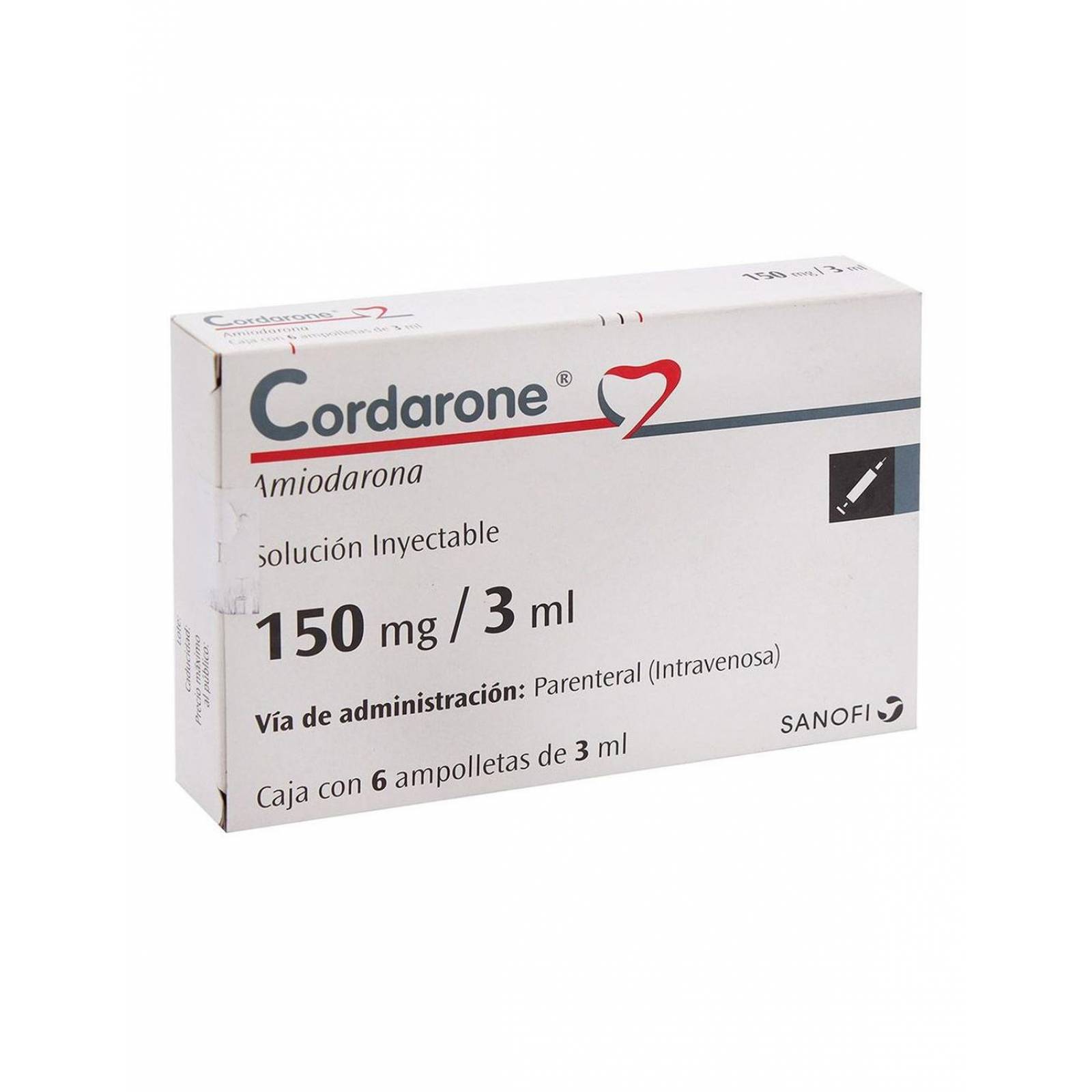 Cordarone 150 mg / 3 mL Caja Con 6 Ampolletas De 3 mL 
