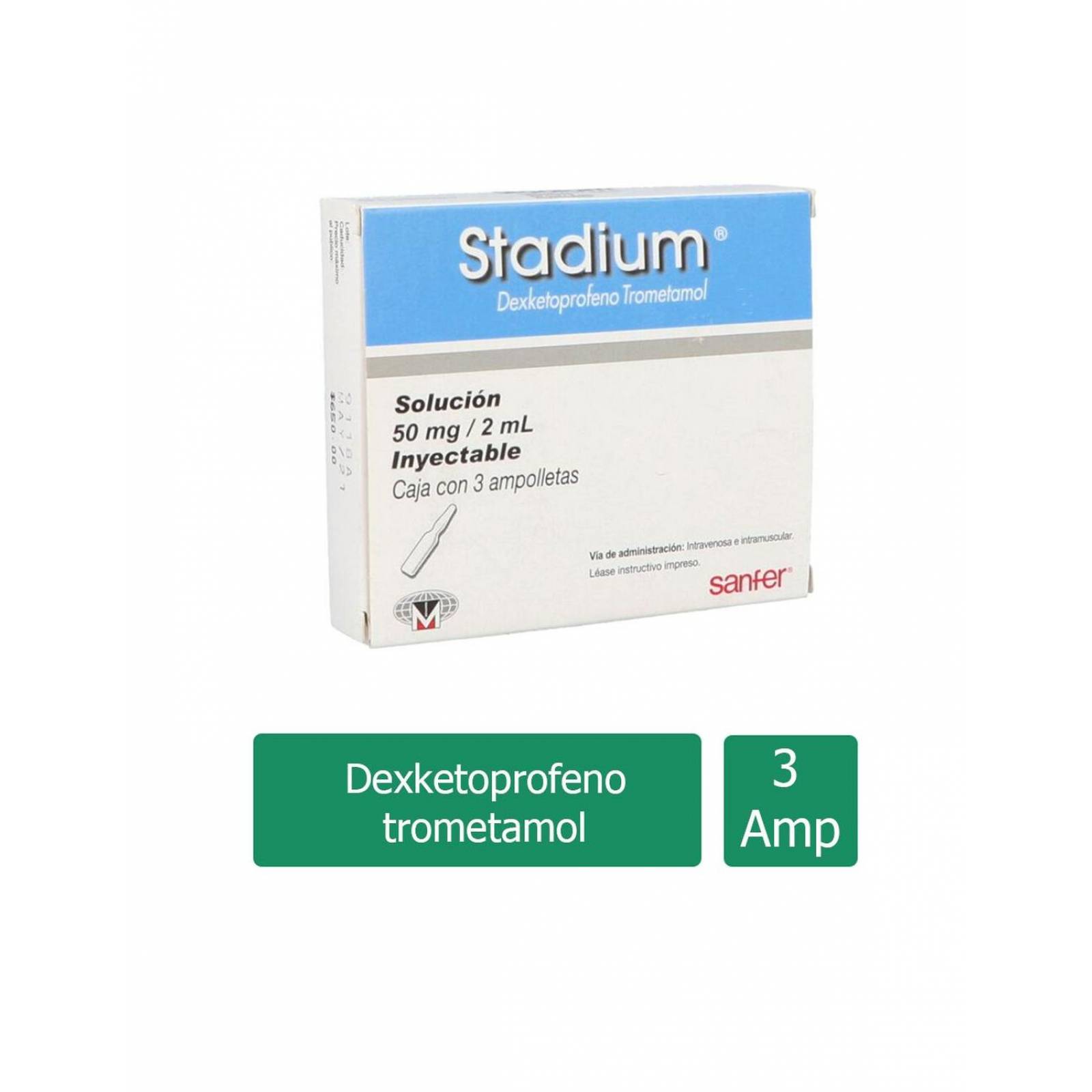 Stadium Solución Inyectable 50 mg Caja Con 3 Ampolletas 