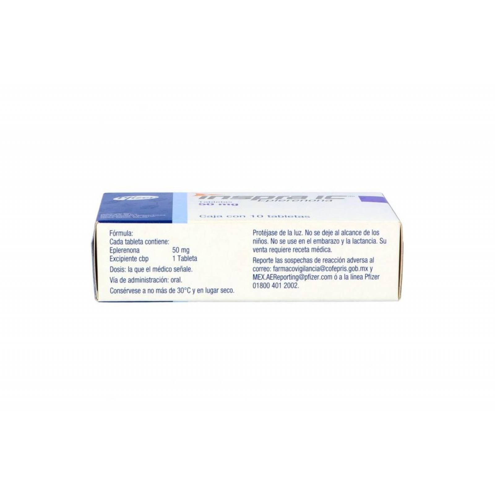 Inspra Ic 50 Mg Caja Con 10 Tabletas 
