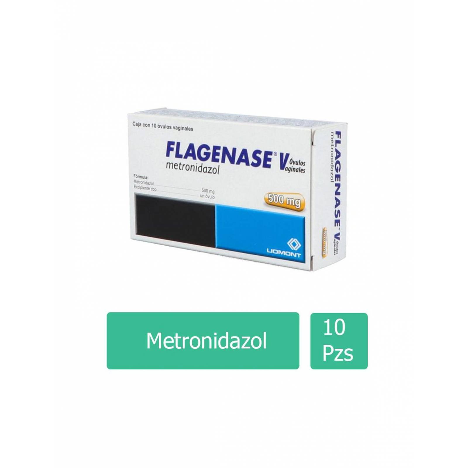 Flagenase V 500 mg Caja Con 10 Óvulos Vaginales 