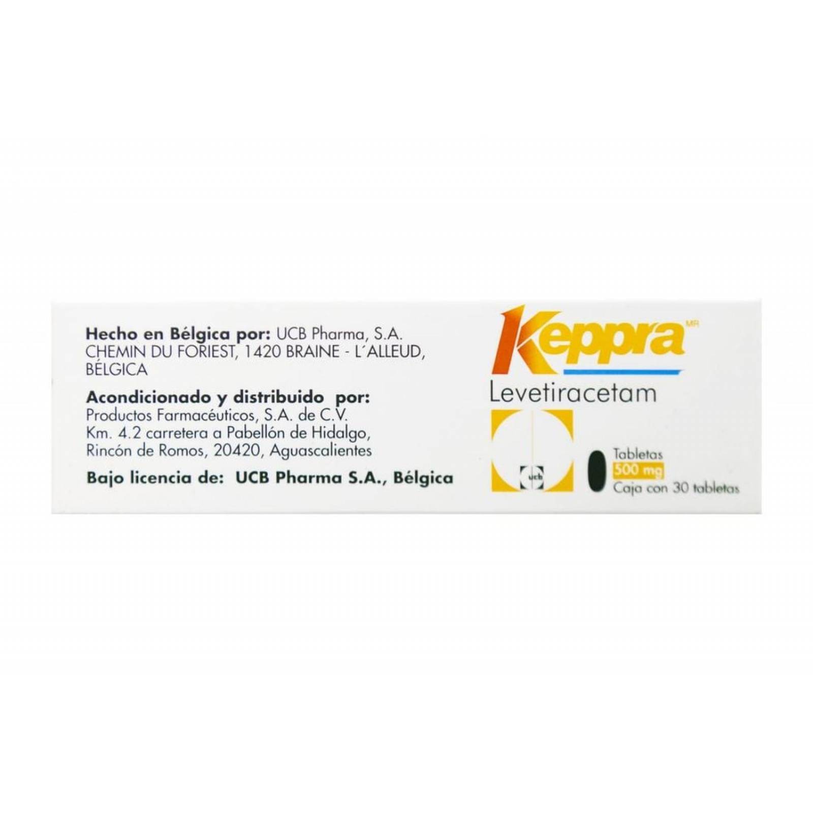 Keppra 500 mg Caja Con 30 Tabletas 