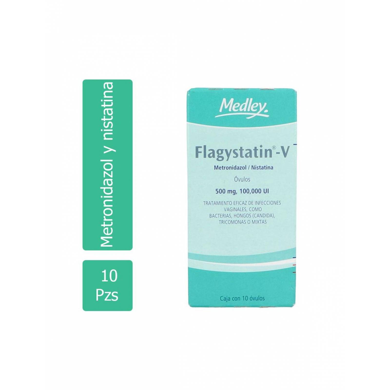 Flagystatin V 500 mg / 100,000 UI Caja Con 10 Óvulos 
