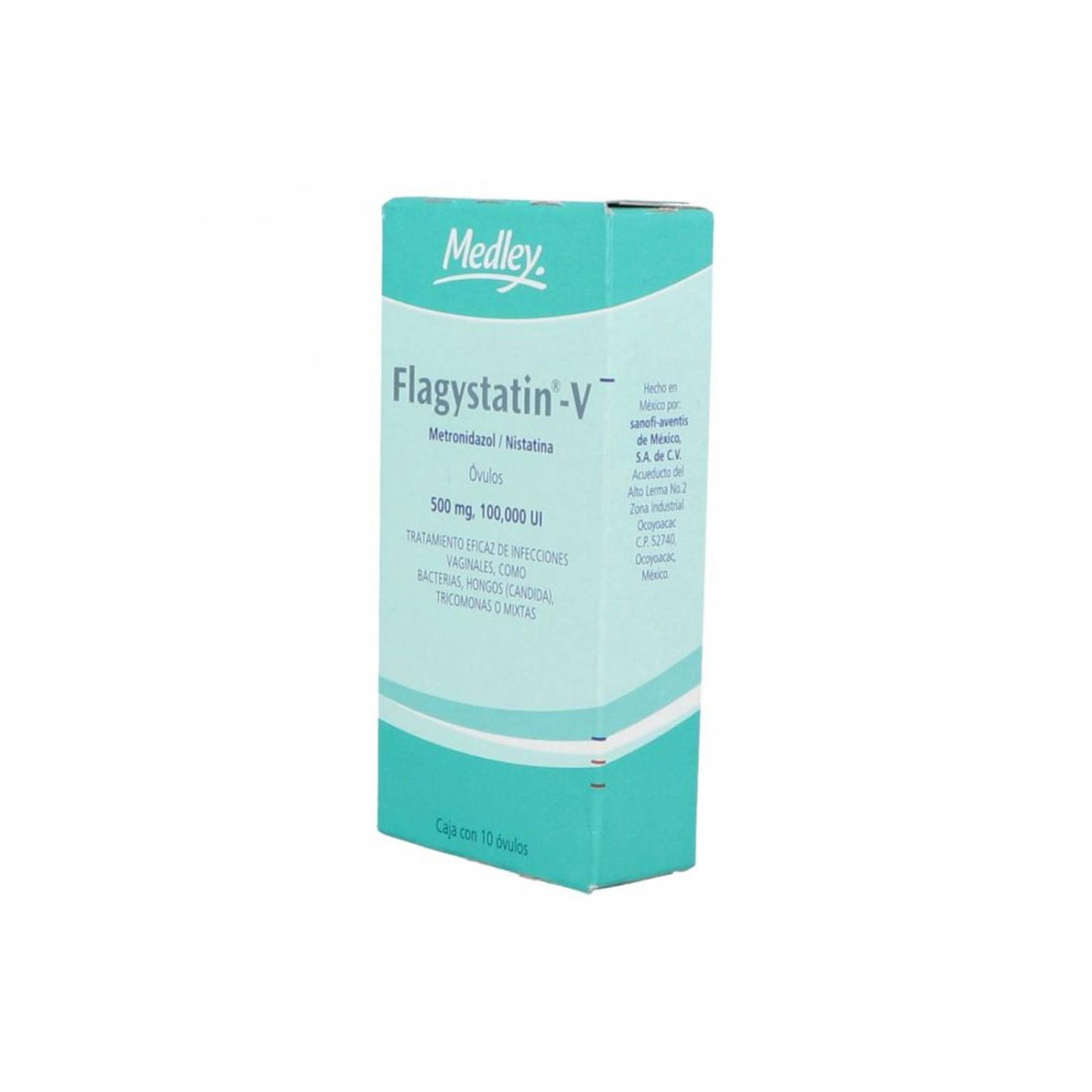 Flagystatin V 500 mg / 100,000 UI Caja Con 10 Óvulos 