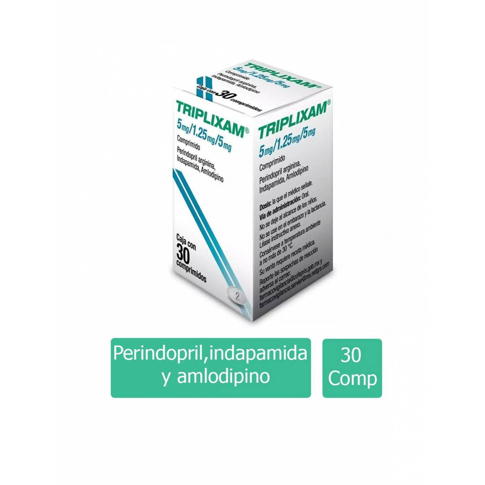 Triplixam 5 mg / 1.25 mg / 5 mg Caja Con 30 Comprimidos 