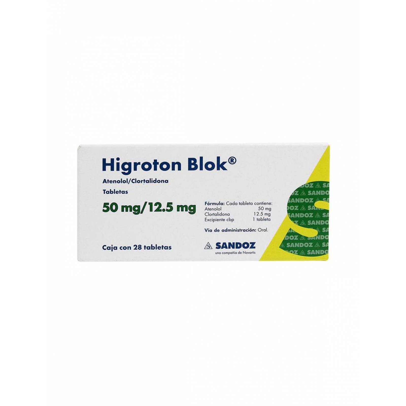 Higroton Blok 50 mg / 12.5 mg Caja Con 28 Tabletas 