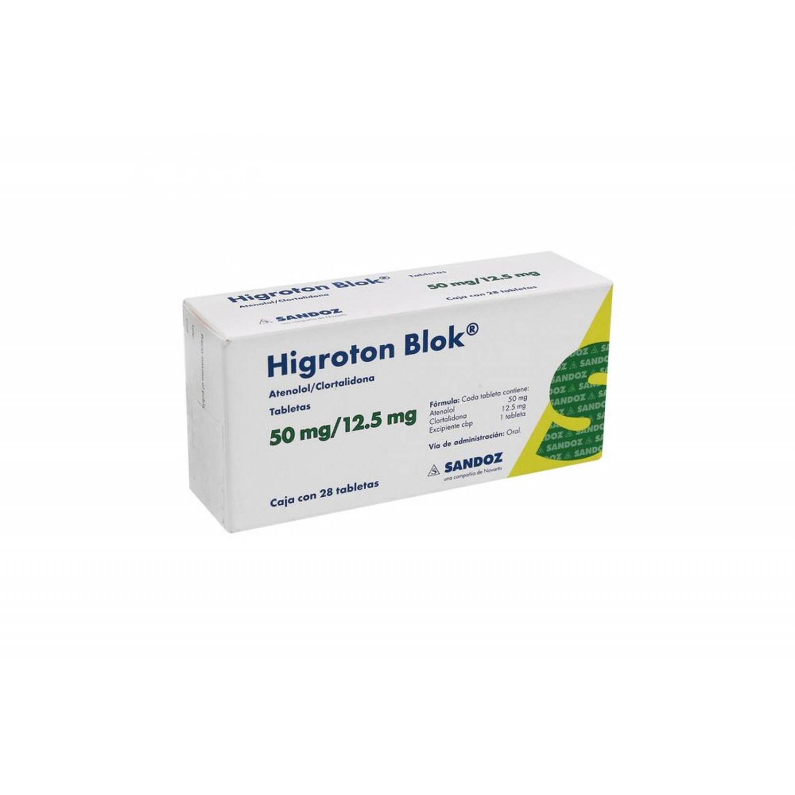 Higroton Blok 50 mg / 12.5 mg Caja Con 28 Tabletas 