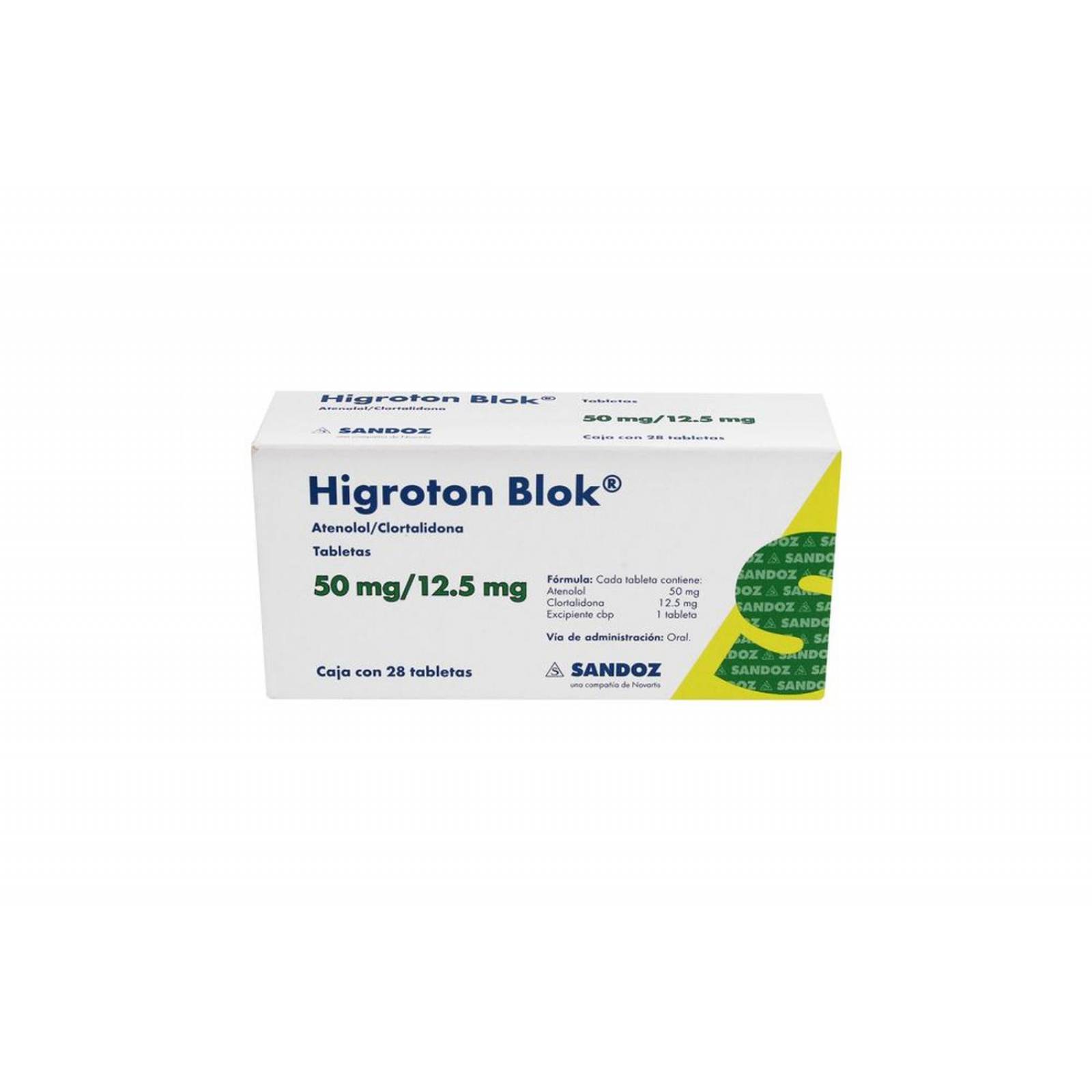 Higroton Blok 50 mg / 12.5 mg Caja Con 28 Tabletas 