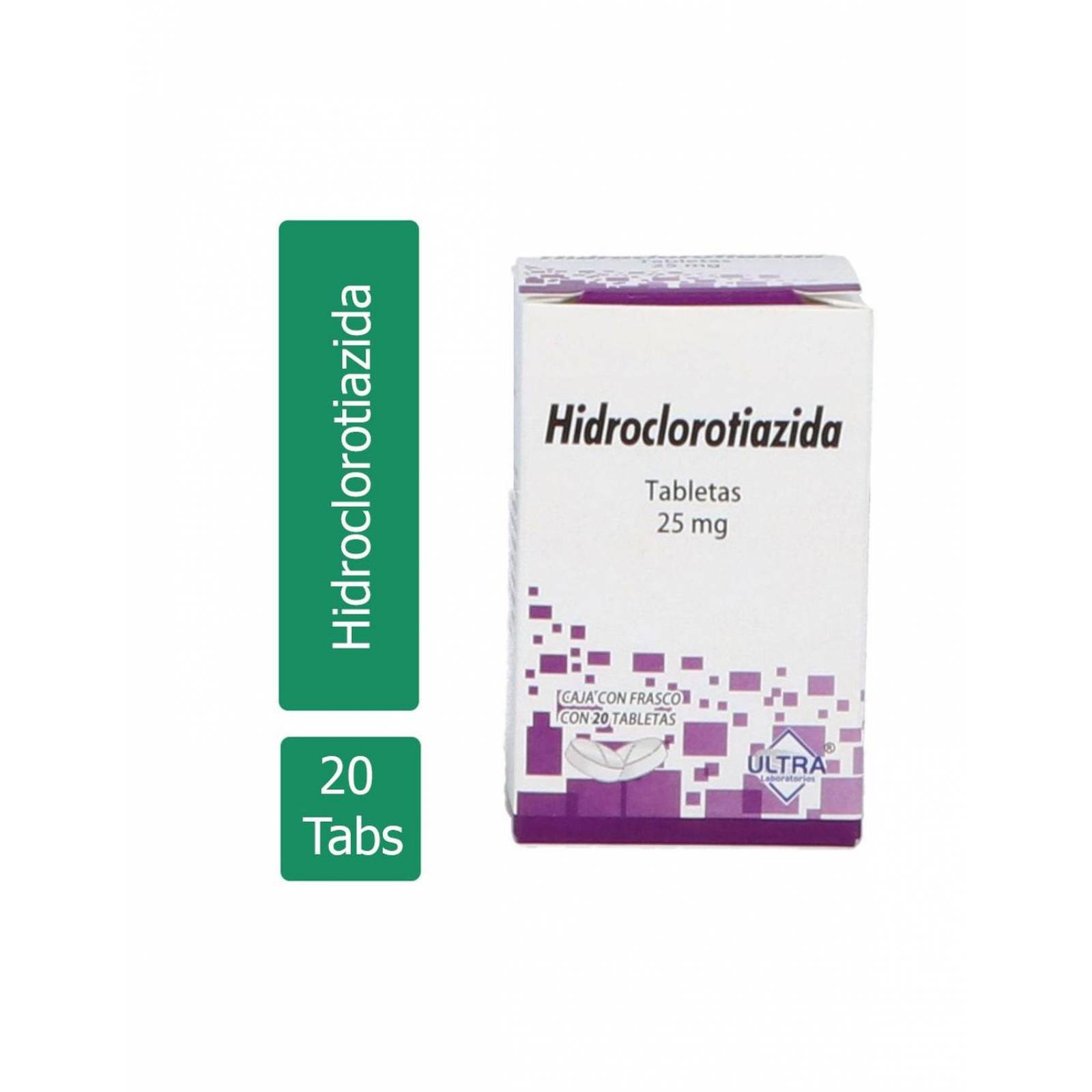 Hidroclorotiazida 25 mg 20 Tabletas 