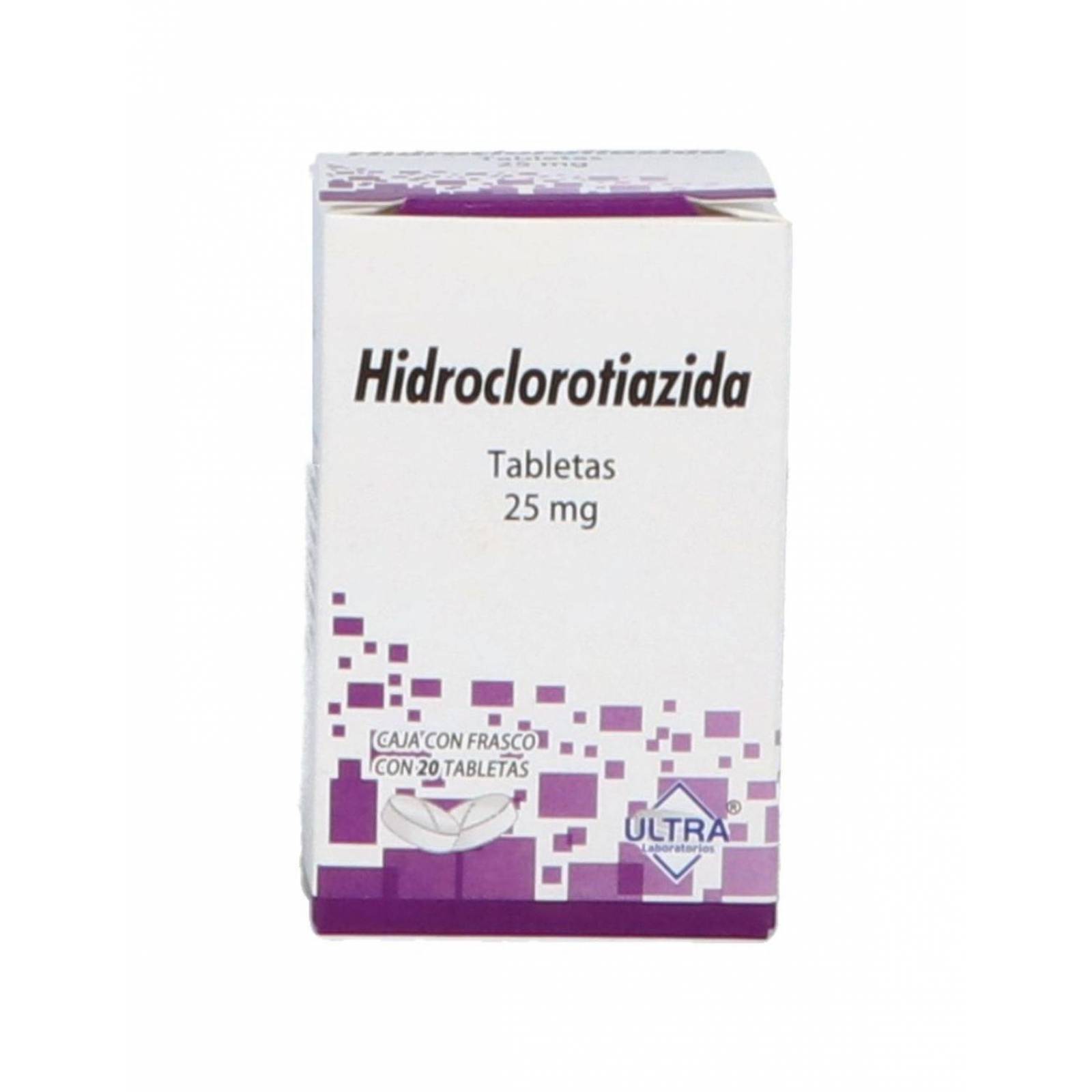 Hidroclorotiazida 25 mg 20 Tabletas 