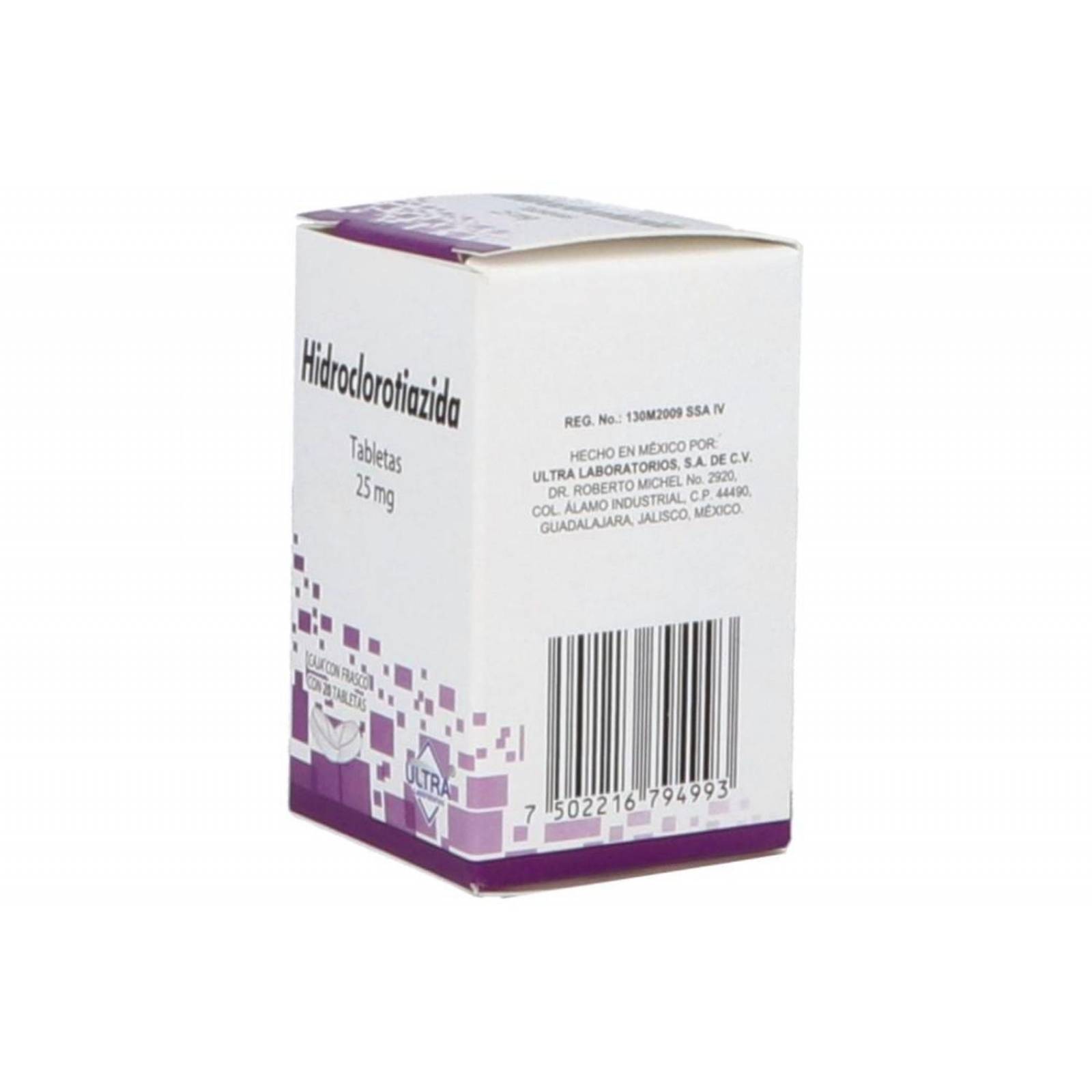 Hidroclorotiazida 25 mg 20 Tabletas 