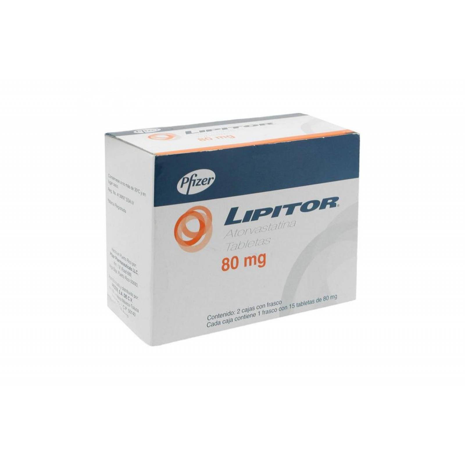 Lipitor 80 mg 2 Cajas Con Un Frasco Con 15 Tabletas Cada Uno 