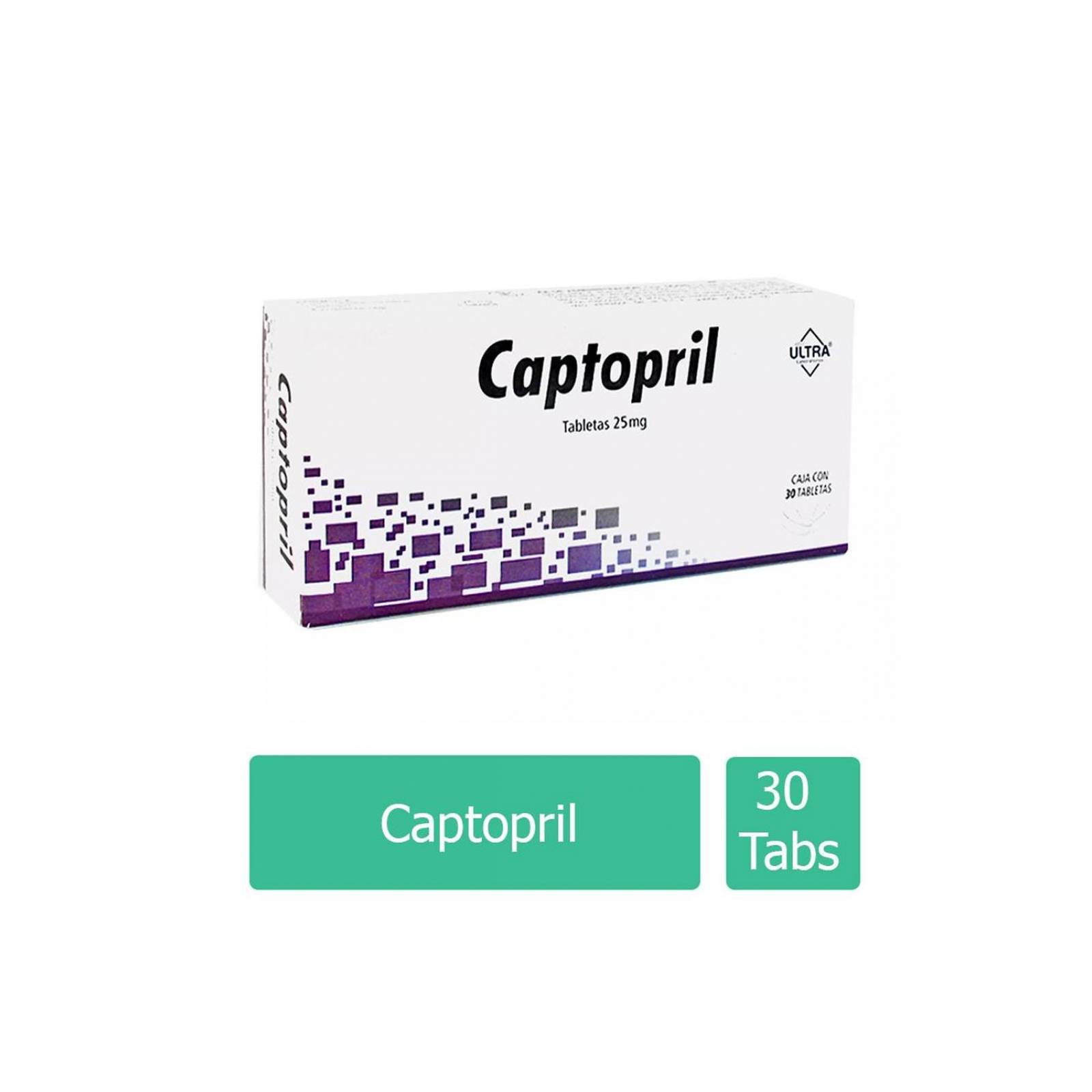 Captopril 25 mg Caja Con 30 Tabletas. 