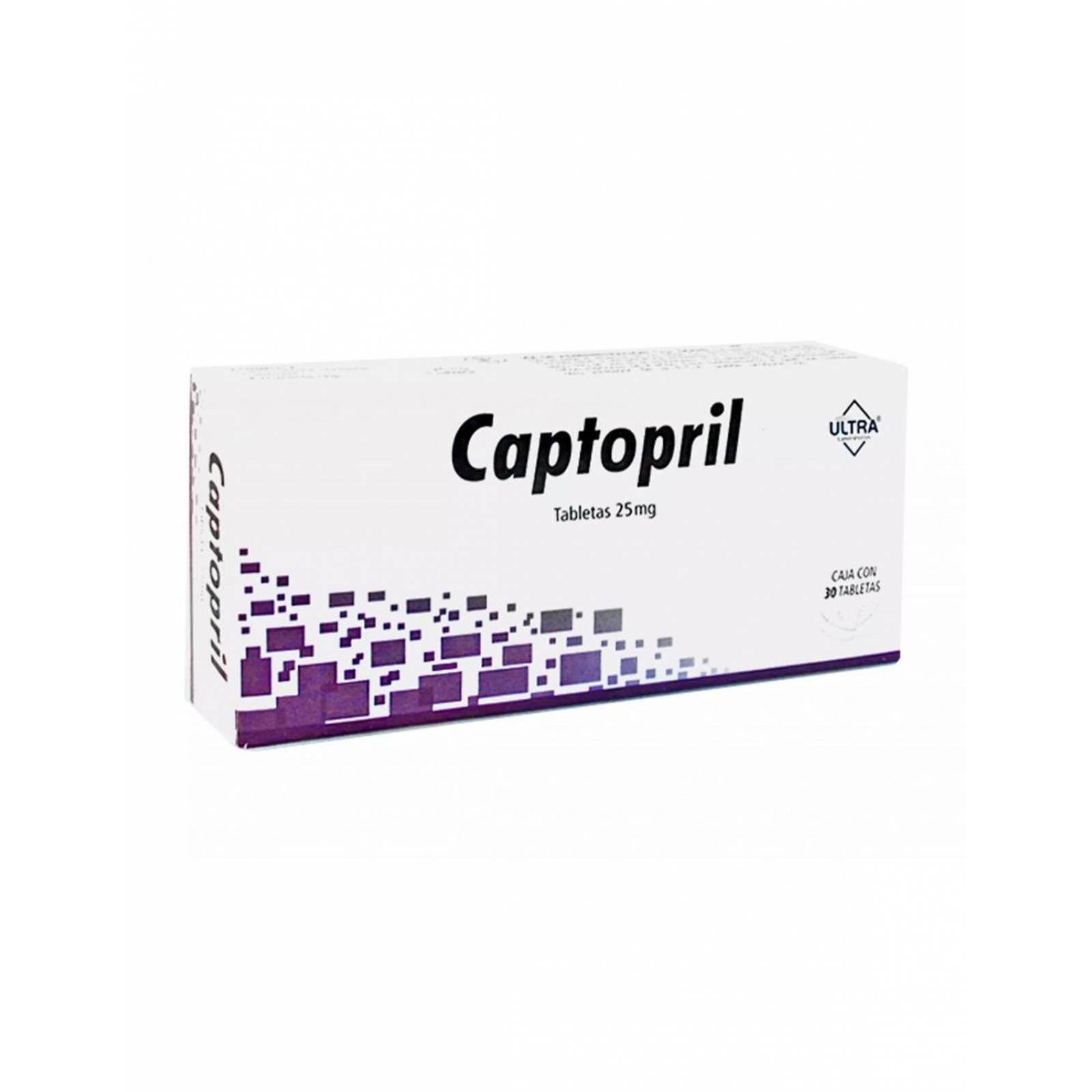 Captopril 25 mg Caja Con 30 Tabletas. 
