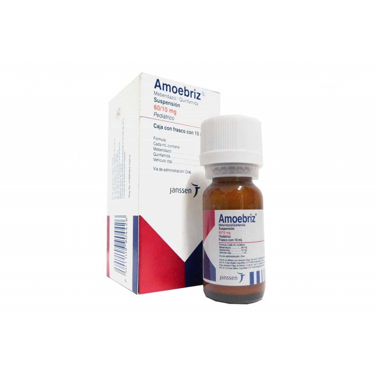 Amoebriz 60 / 10 mg Suspensión Pediátrica Sabor A Cereza Con 10 mL 