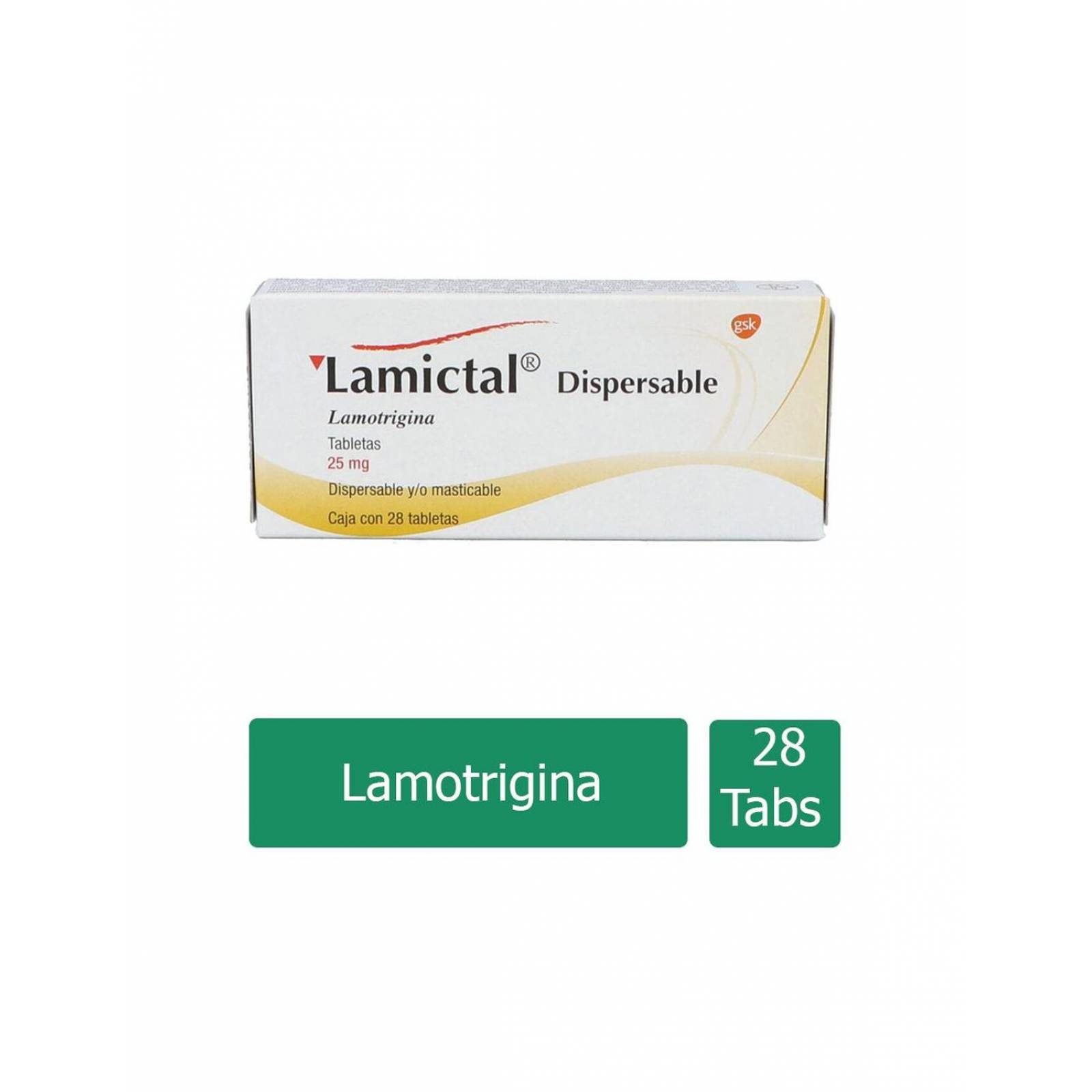 Lamictal Dispersable 25 mg Caja Con 28 Tabletas 
