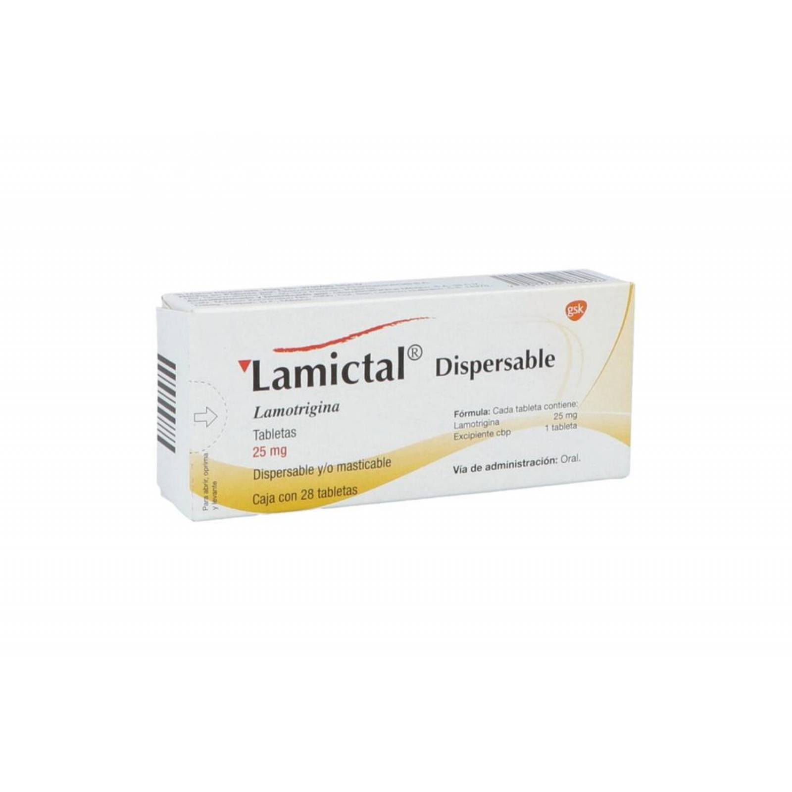 Lamictal Dispersable 25 mg Caja Con 28 Tabletas 