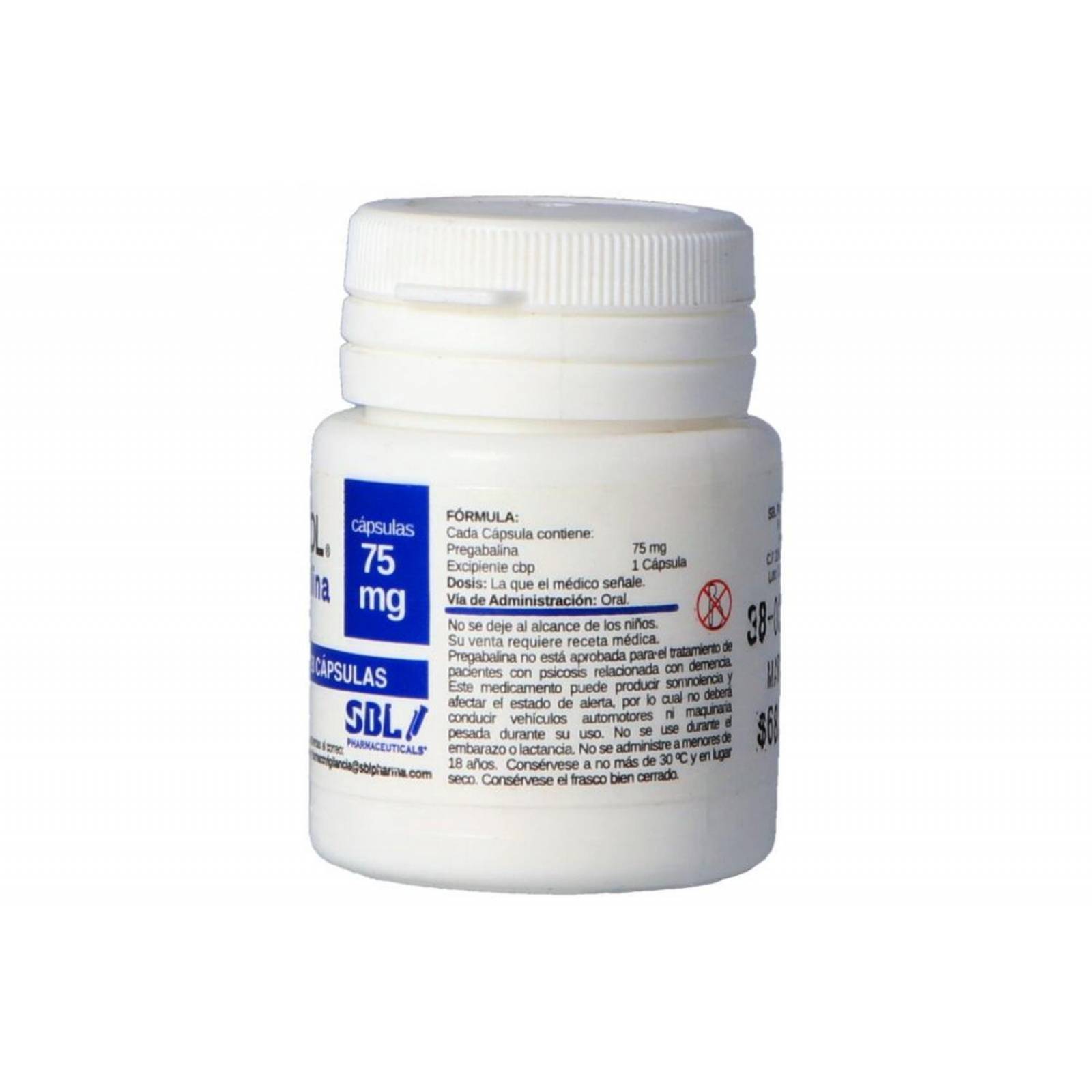 Gabadiol Pregabalina 75 mg Frasco Con 28 Cápsulas 