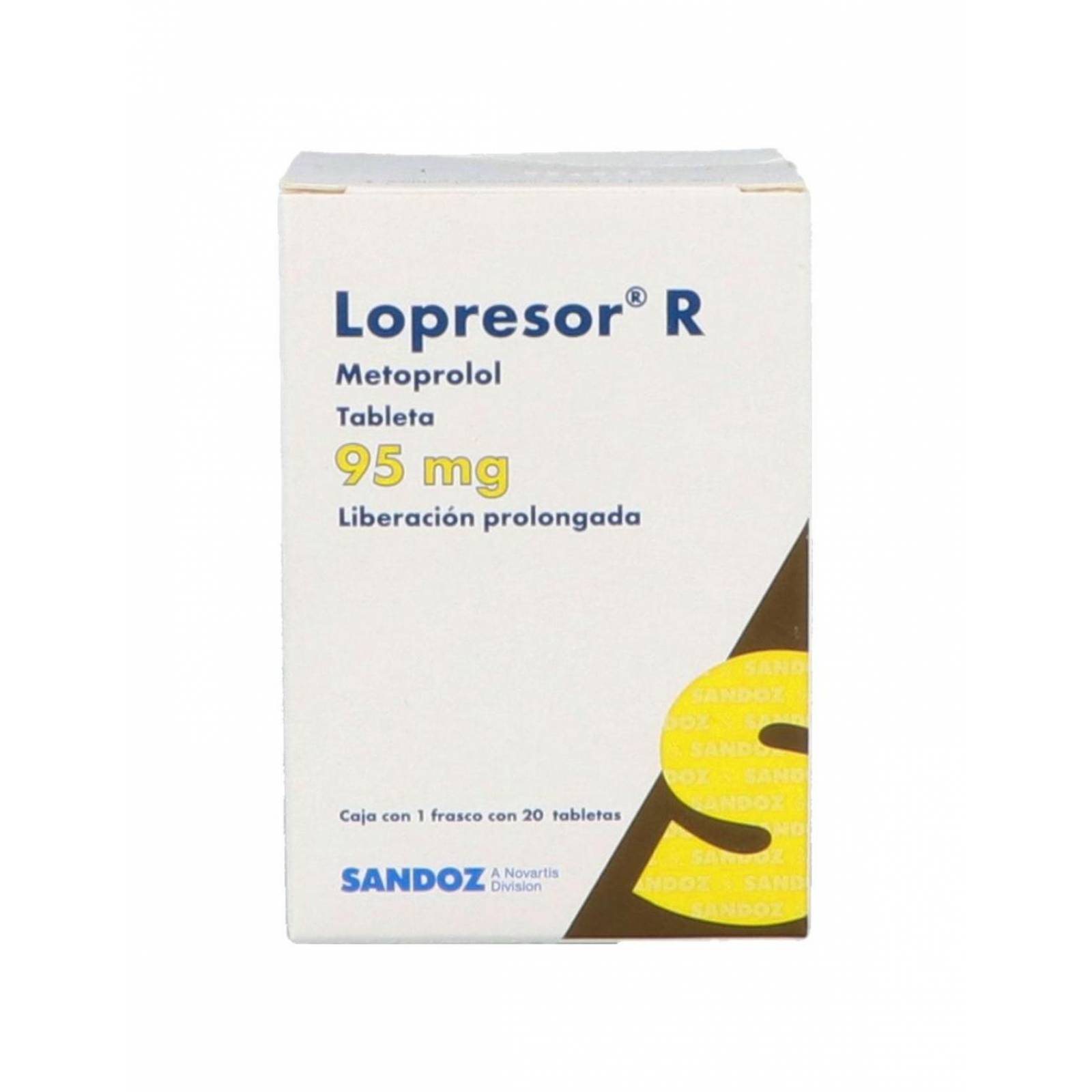 Lopresor R 95 mg Caja con Frasco Con 20 Tabletas 