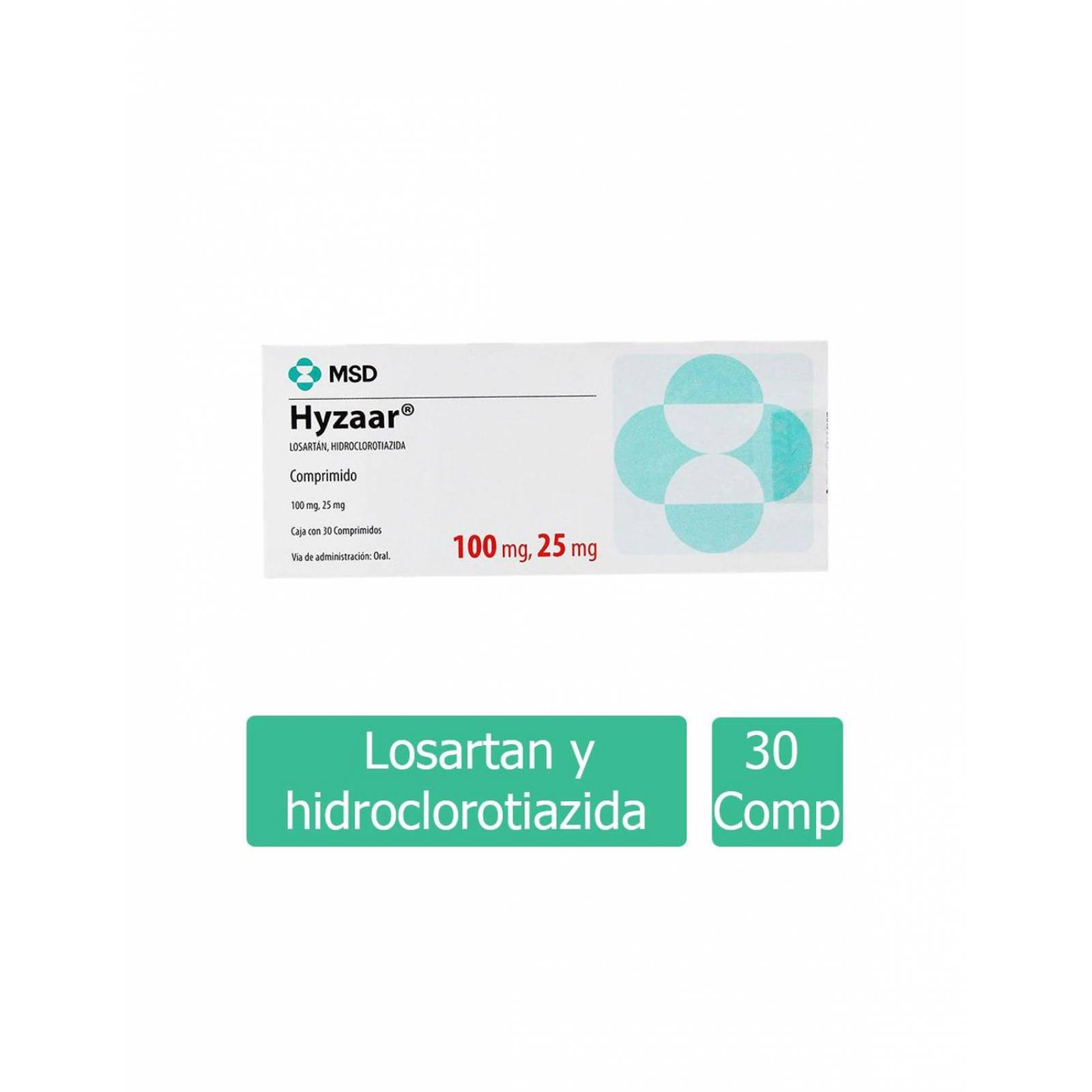 Hyzaar 100mg/ 25mg Caja Con 30 Comprimidos 