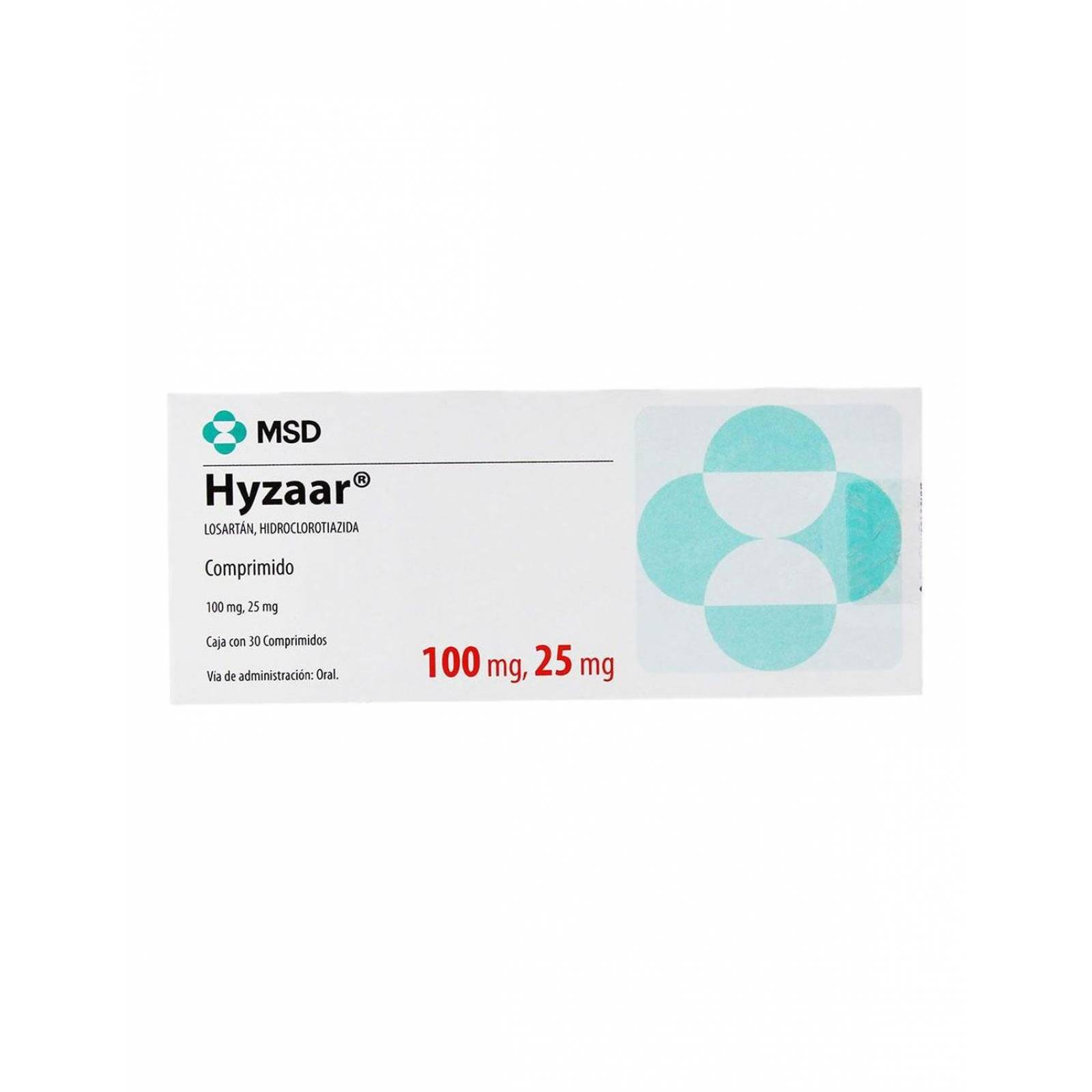 Hyzaar 100mg/ 25mg Caja Con 30 Comprimidos 