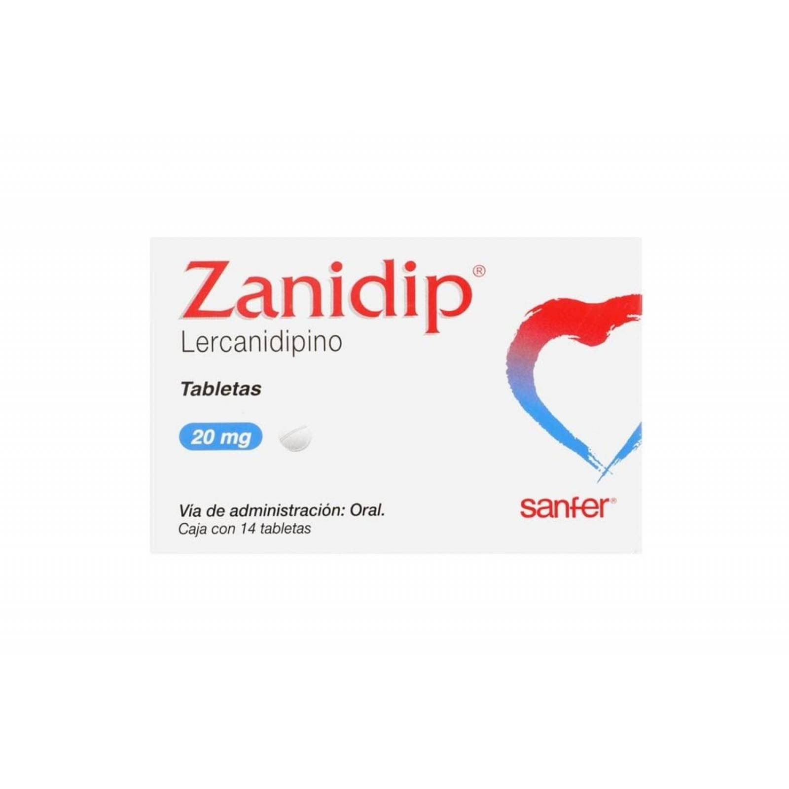Zanidip 20 mg Caja Con 14 Tabletas 
