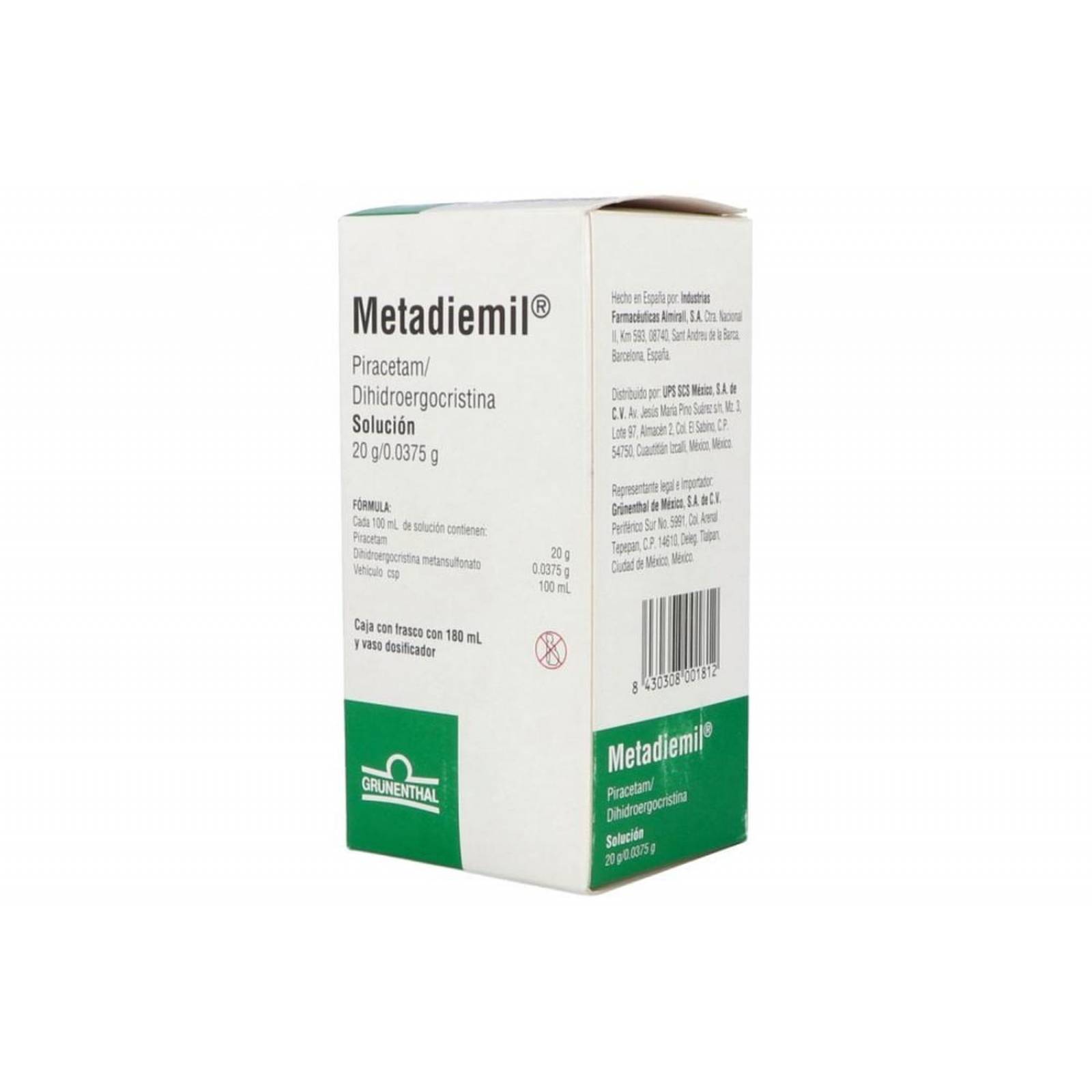 Metadiemil Solución 20 g/ .0375 g Caja Con Frasco Con 180 mL 