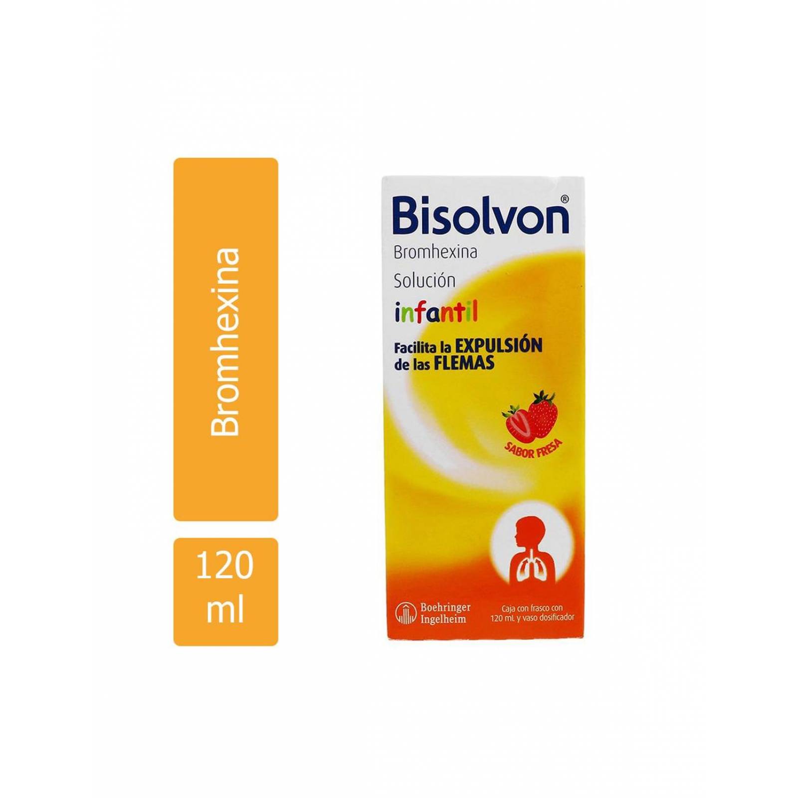Bisolvon Infantil Jarabe Frasco con 120 mL Sabor Fresa 