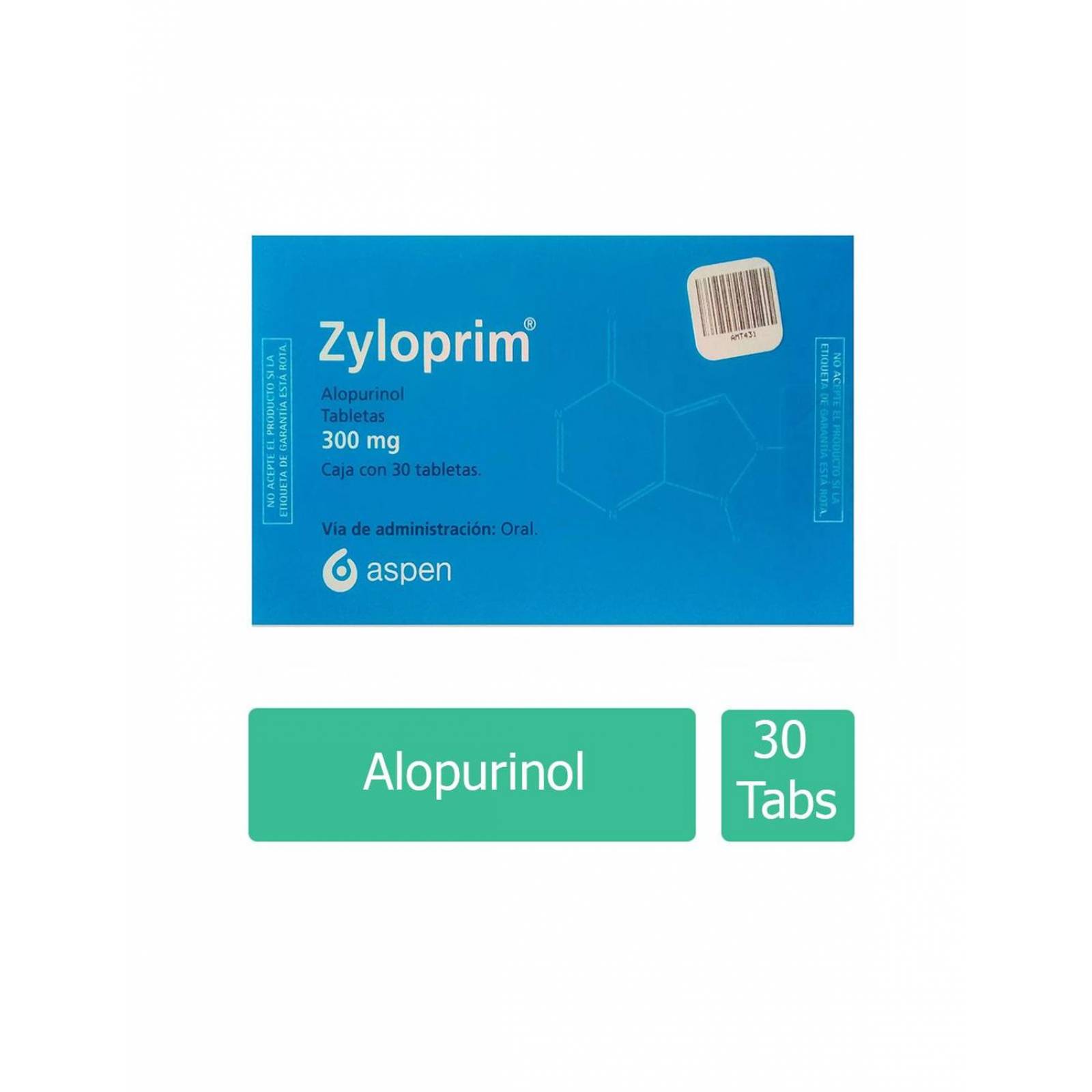 Zyloprim 300 mg Caja Con 30 Tabletas 