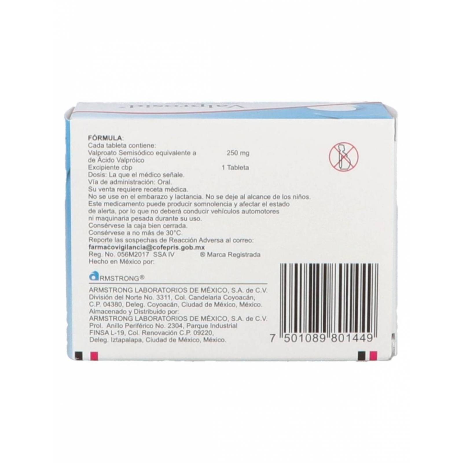 Valprosid 250 mg Caja Con 30 Tabletas 